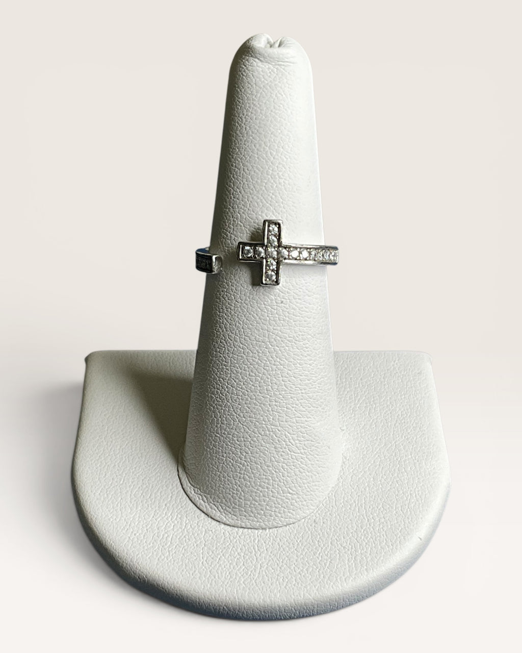 Sterling Silver & White Topaz Pave By Pass Ring - Estate Sale (Great Condition)