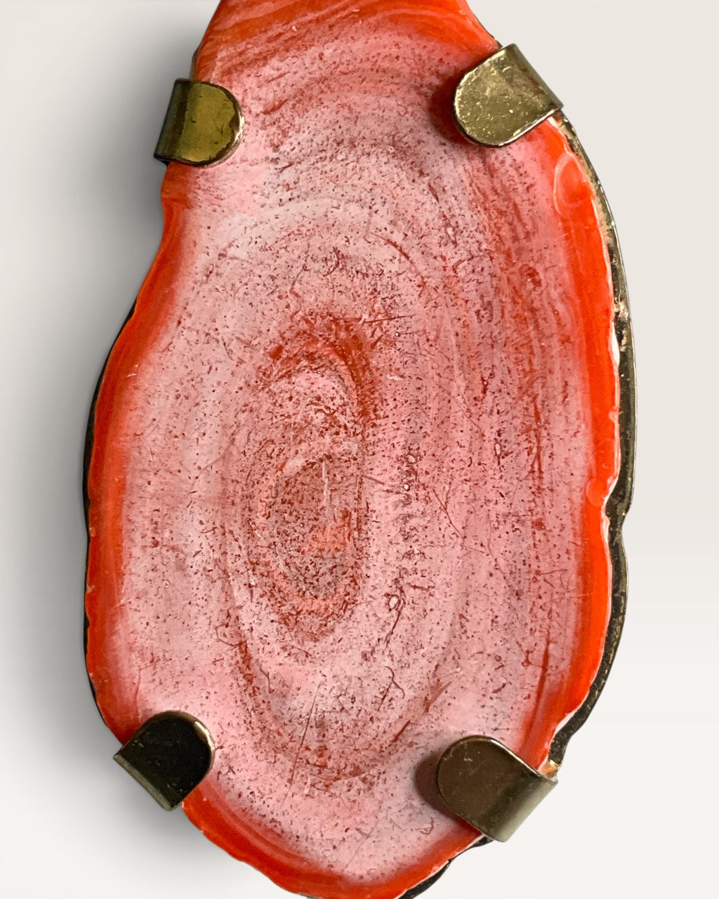Large Rust Red Agate Slice on Copper Band Ring - Estate Sale (Great Condition)