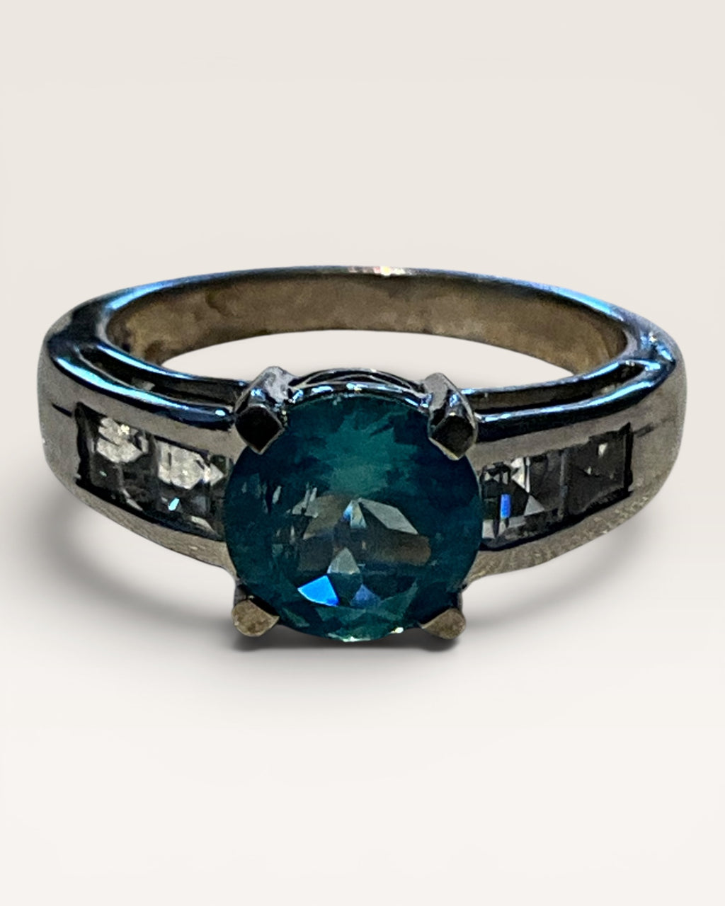 Sterling Silver Neon Blue Apatite and White Topaz - Estate Sale (Great Condition)
