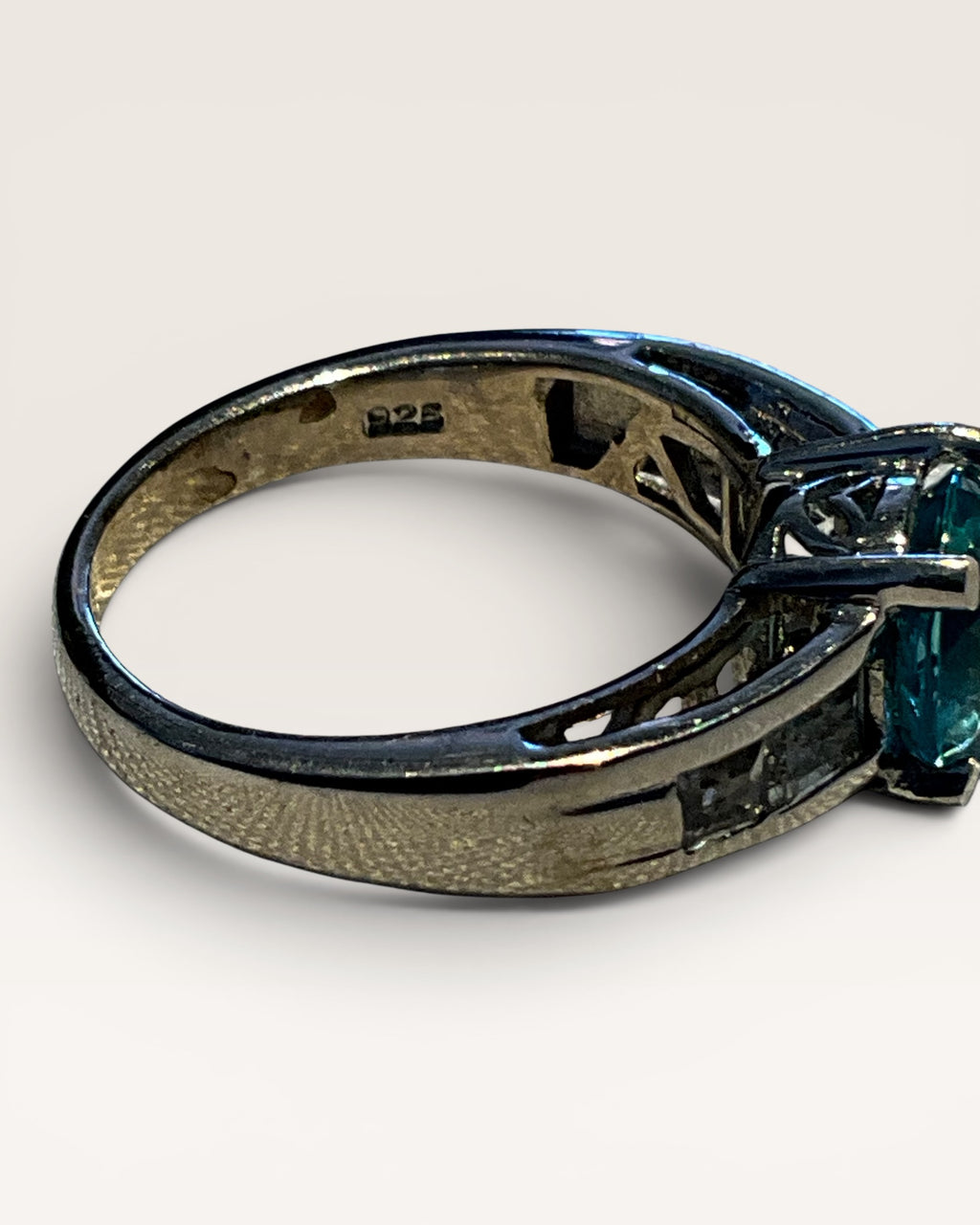 Sterling Silver Neon Blue Apatite and White Topaz - Estate Sale (Great Condition)