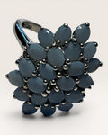 Sterling Silver Peruvian Blue Opal Cluster Ring - Estate Sale (Great Condition)