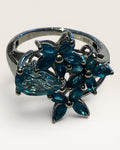 Sterling Silver Blue Apatite Flower Cluster Ring - Estate Sale (Great Condition)