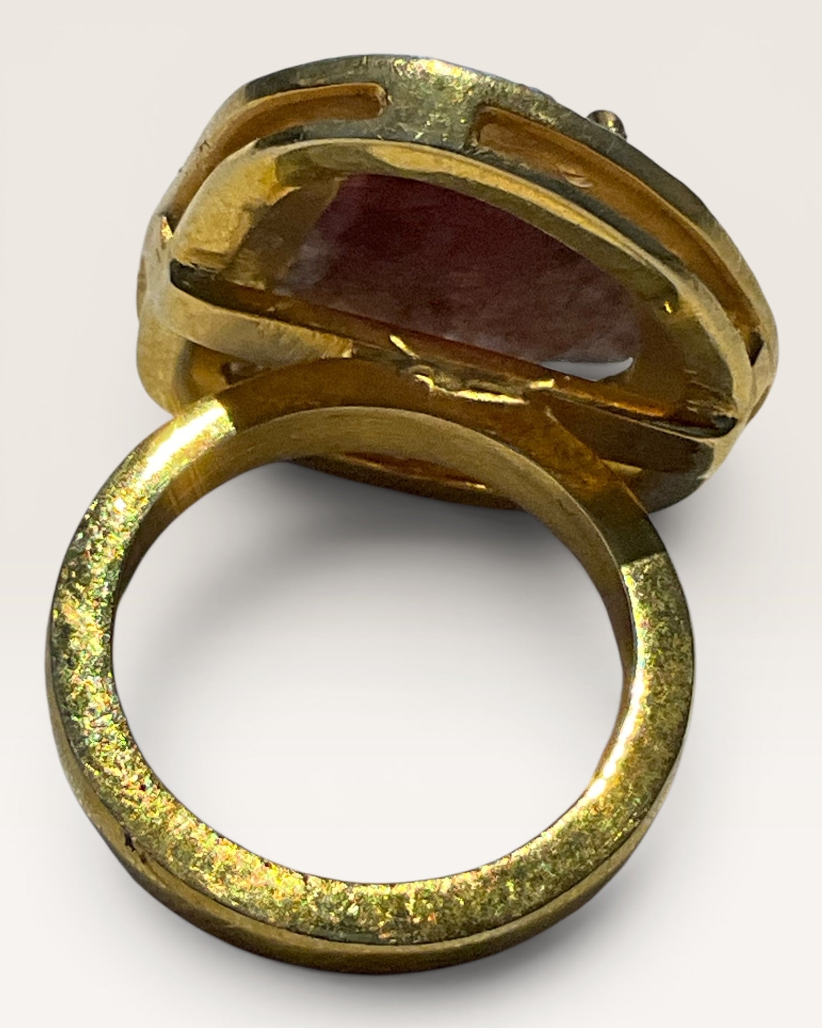 Sterling Silver Natural Ruby & Polki Diamond Gemstone Ring - Estate Sale (Great Condition)