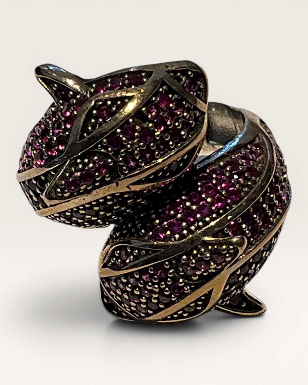 18K Vermeil over Sterling Silver Dolphins Adorned with Rubies - Estate Sale (Great Condition)