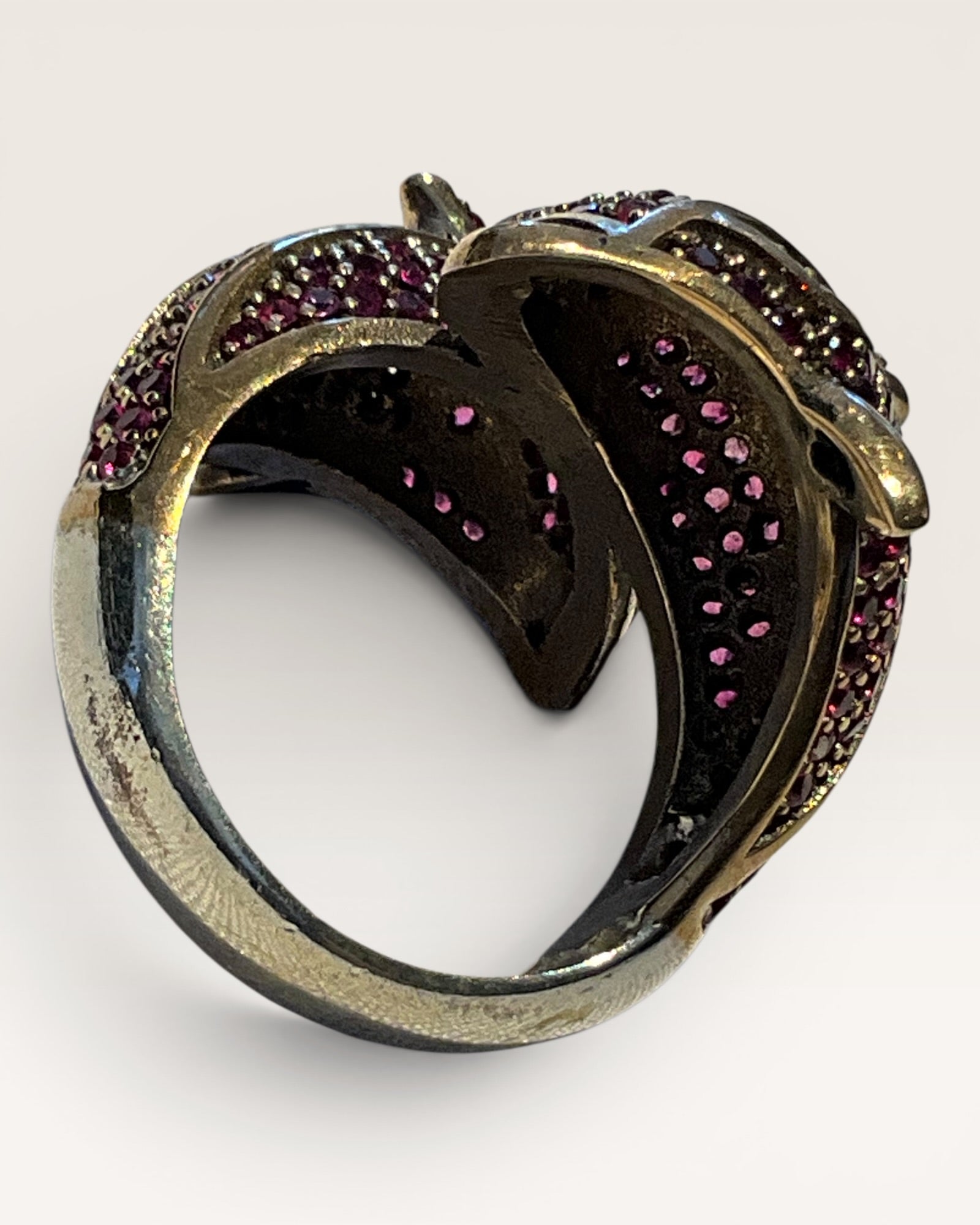 18K Vermeil over Sterling Silver Dolphins Adorned with Rubies - Estate Sale (Great Condition)