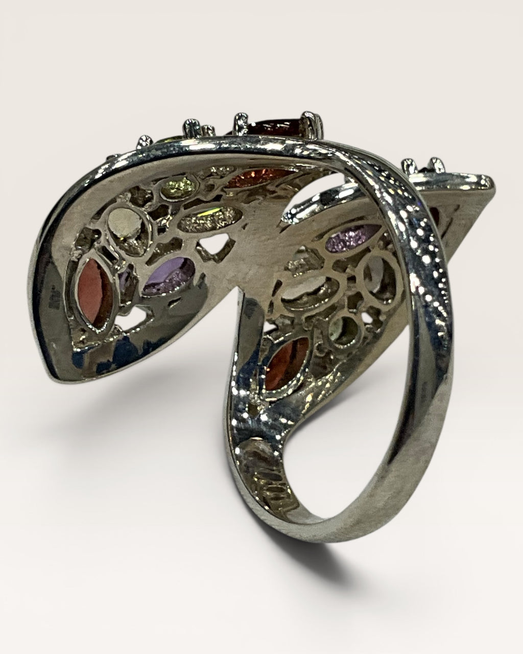 Vintage Multi-Gemstone Cluster Ring Sterling Silver - Estate Sale (Great Condition)