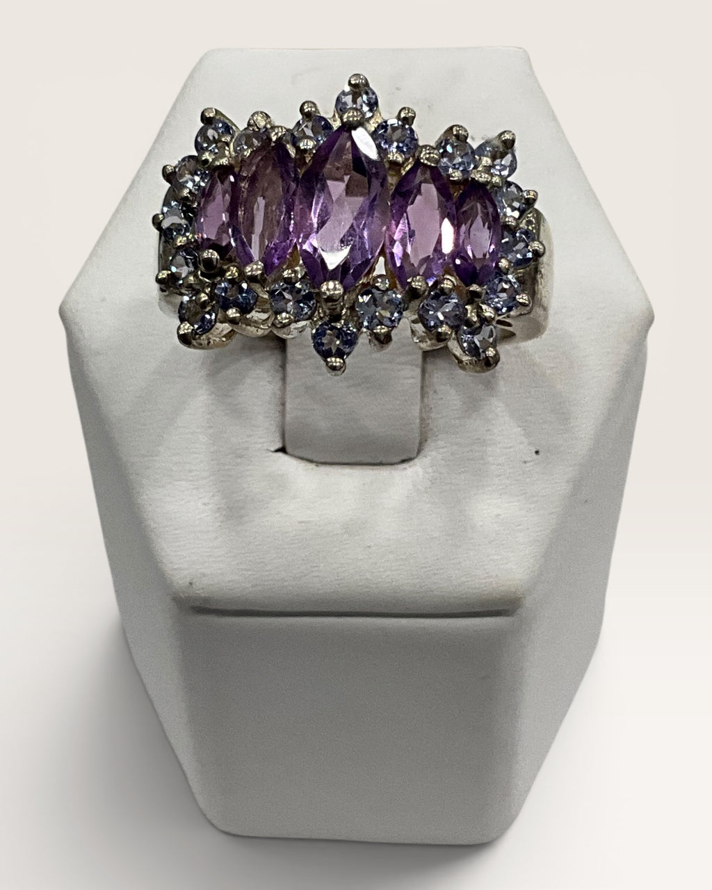 Sterling Silver Tanzanite & Amethyst Gemstone Ring