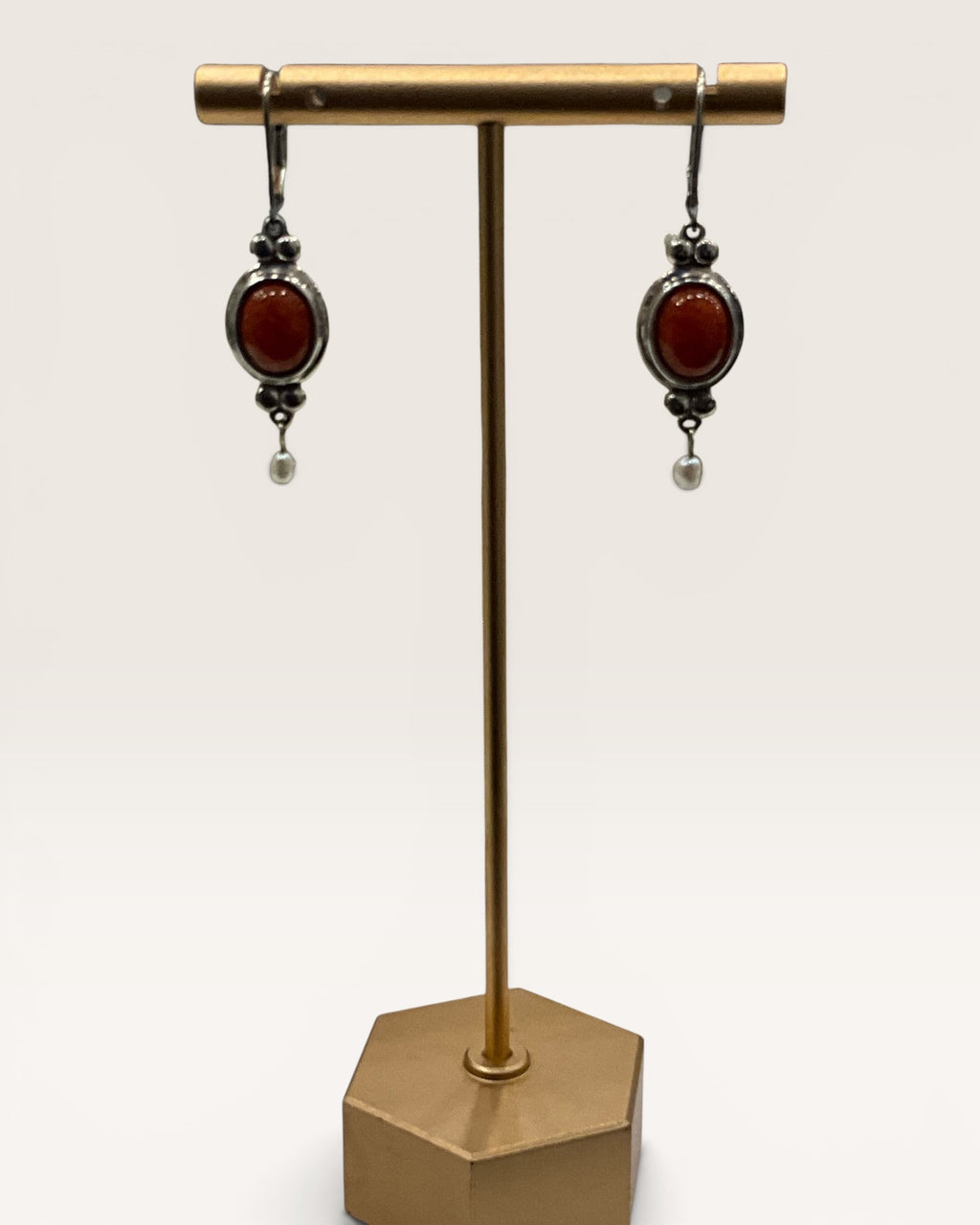 Sterling Silver Southwestern Coral Dangle Earrings