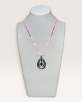 Espo Sig Sterling Silver Pendant Necklace on Pink Satin Cord - Estate Sale (Great Condition)