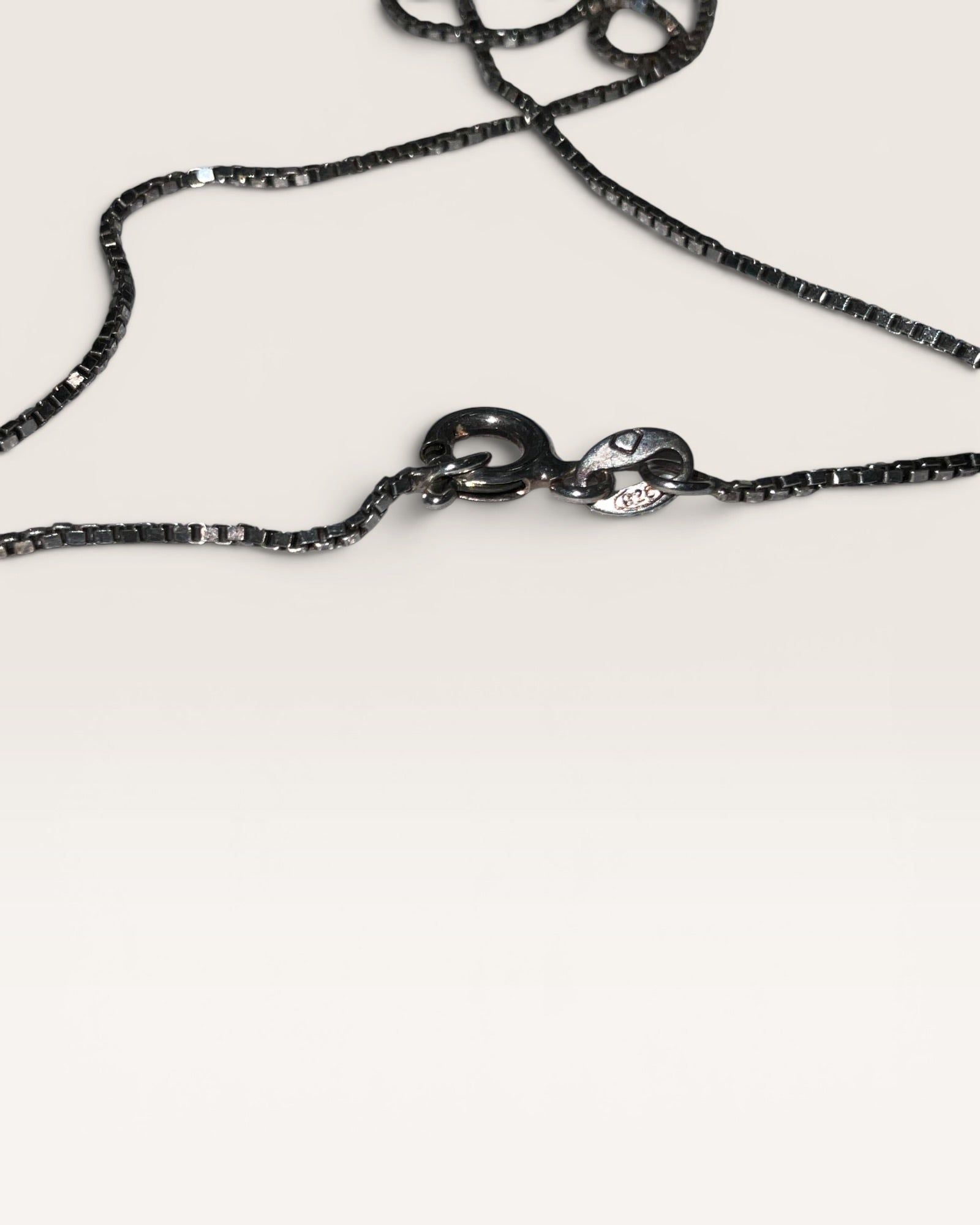 925 Sterling Silver Genuine Jade Chinese Blessing Scroll Pendant Necklace on Sterling Box Chain - Estate Sale (Great Condition)