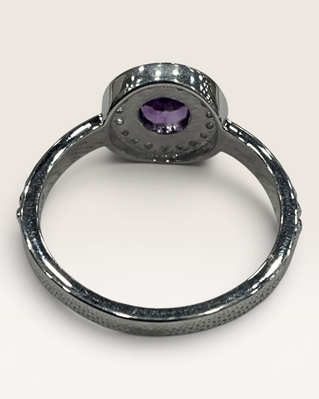 Sterling Silver Natural Amethyst with White Topaz Gemstone Ring