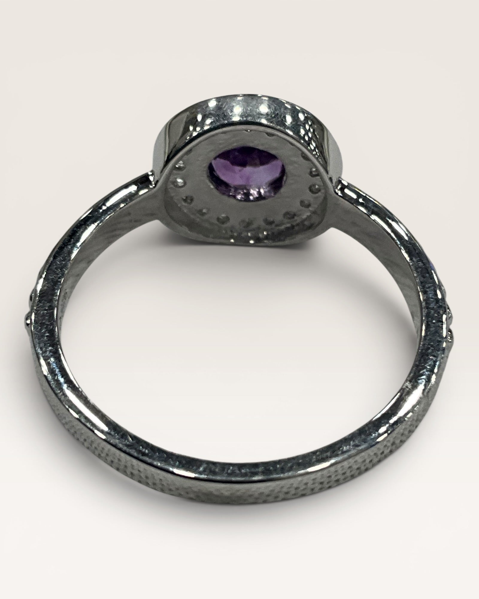 Sterling Silver Natural Amethyst with White Topaz Gemstone Ring