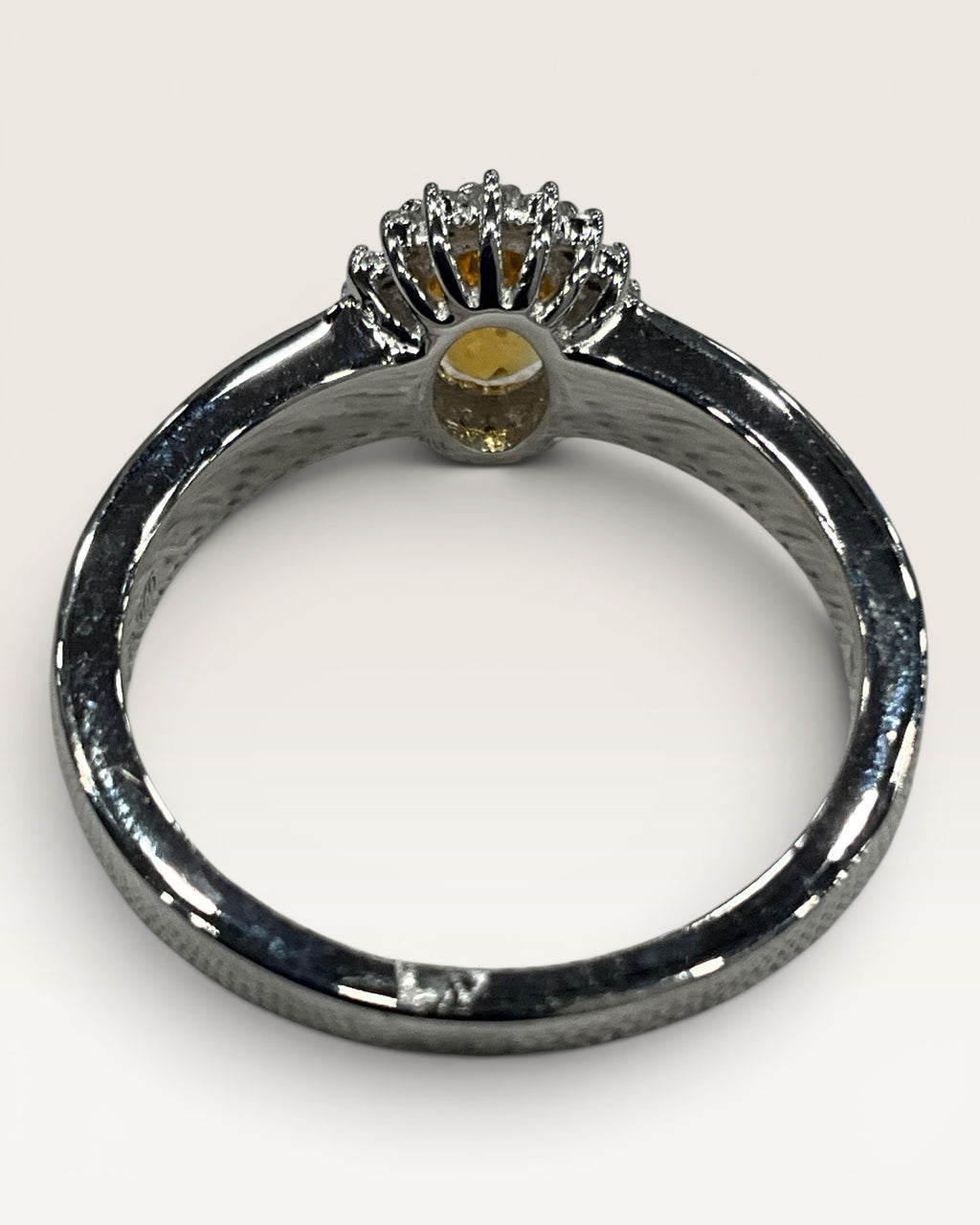 Sterling Silver Natural Citrine with White Topaz Gemstone Ring
