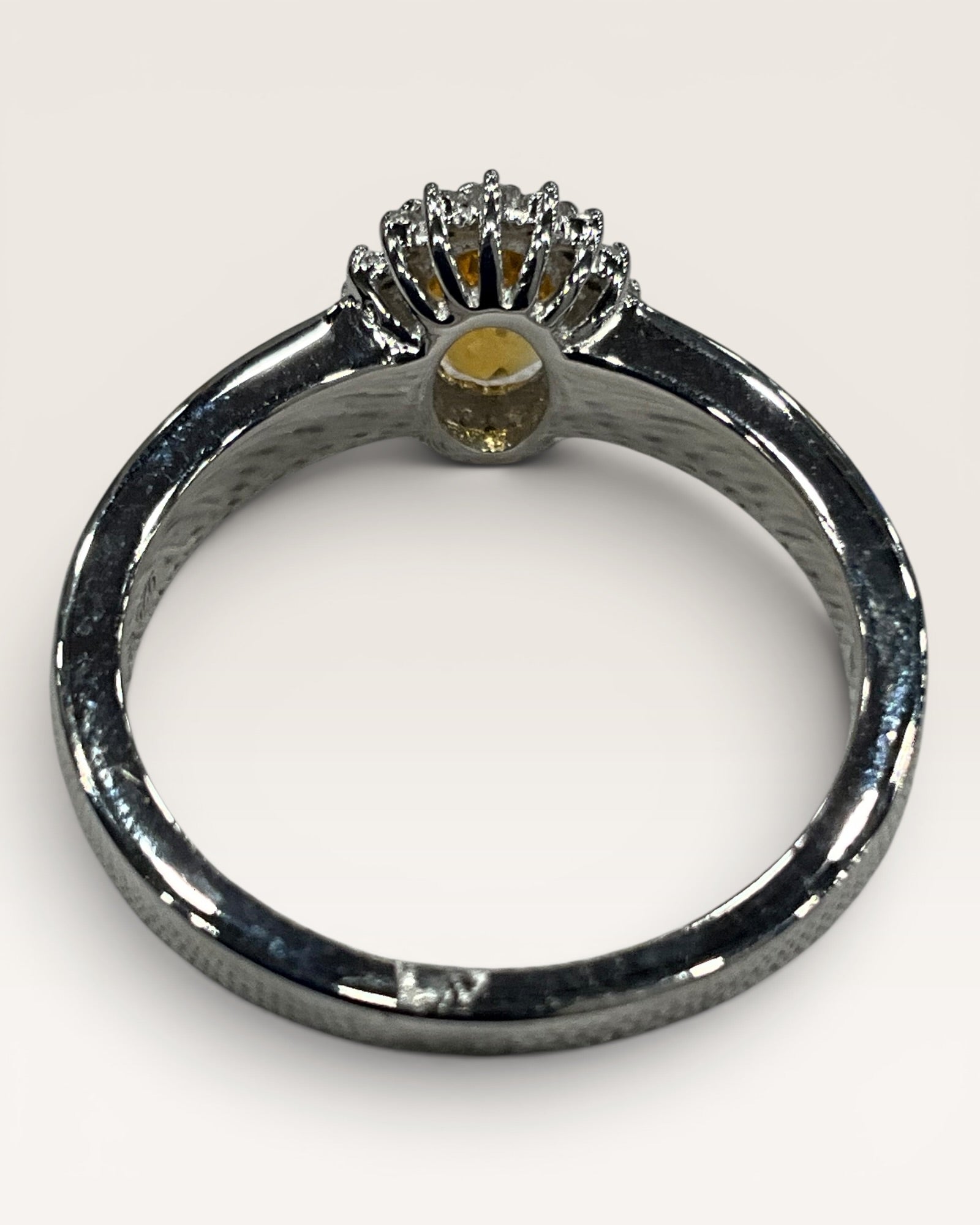 Sterling Silver Natural Citrine with White Topaz Gemstone Ring