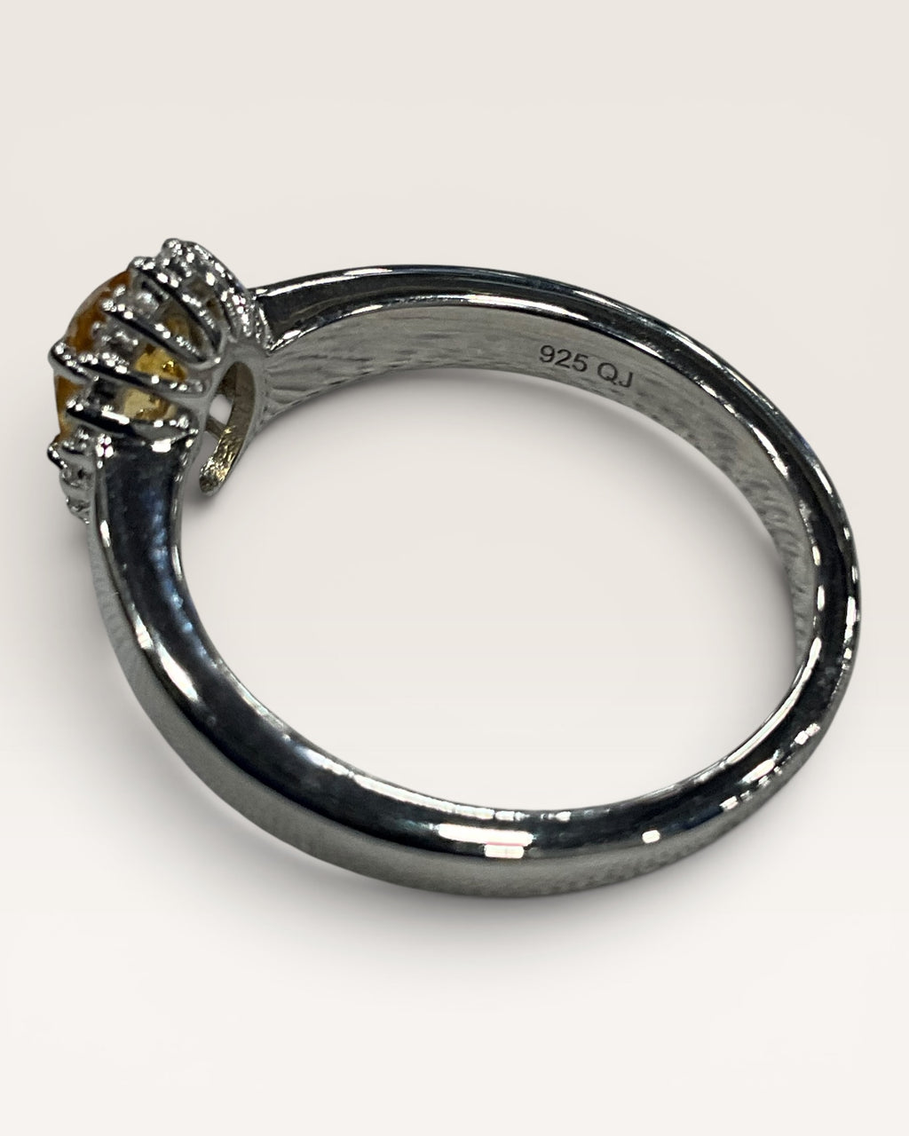 Sterling Silver Natural Citrine with White Topaz Gemstone Ring