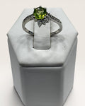 Sterling Silver Natural Peridot with White Topaz Gemstone Ring