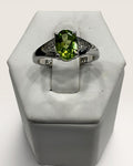 Sterling Silver Natural Peridot with White Topaz Gemstone Ring