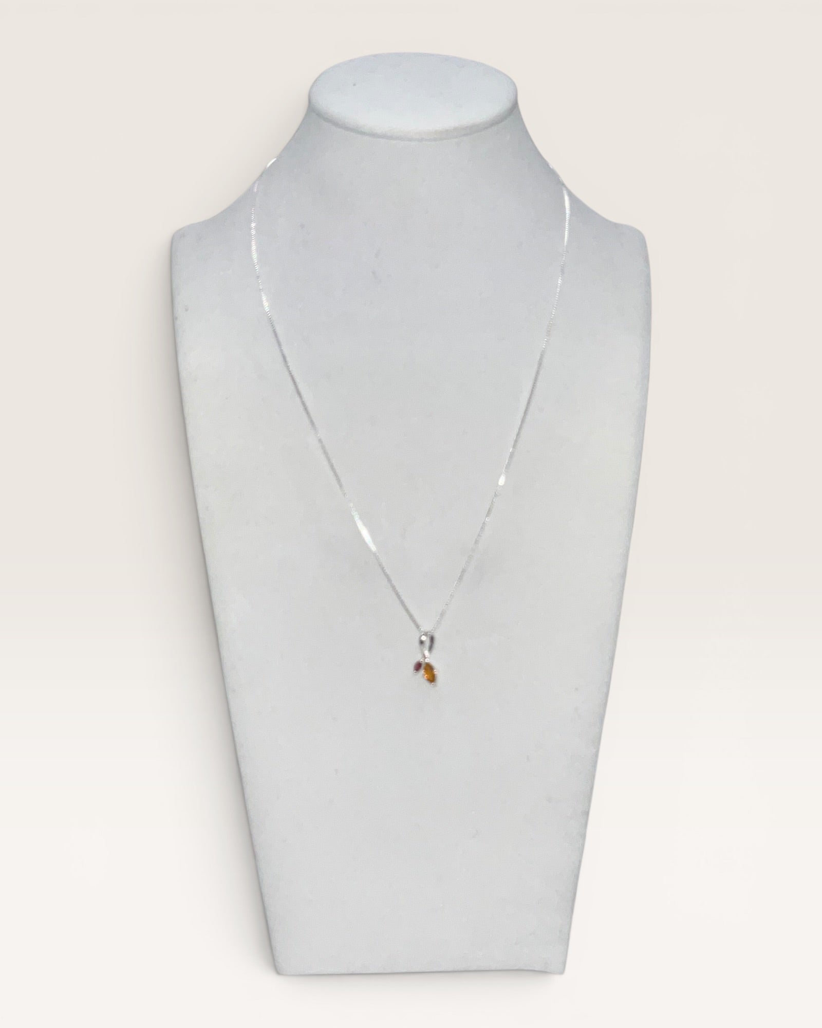 Natural Watermelon & Champagne Tourmaline Pendant Necklace