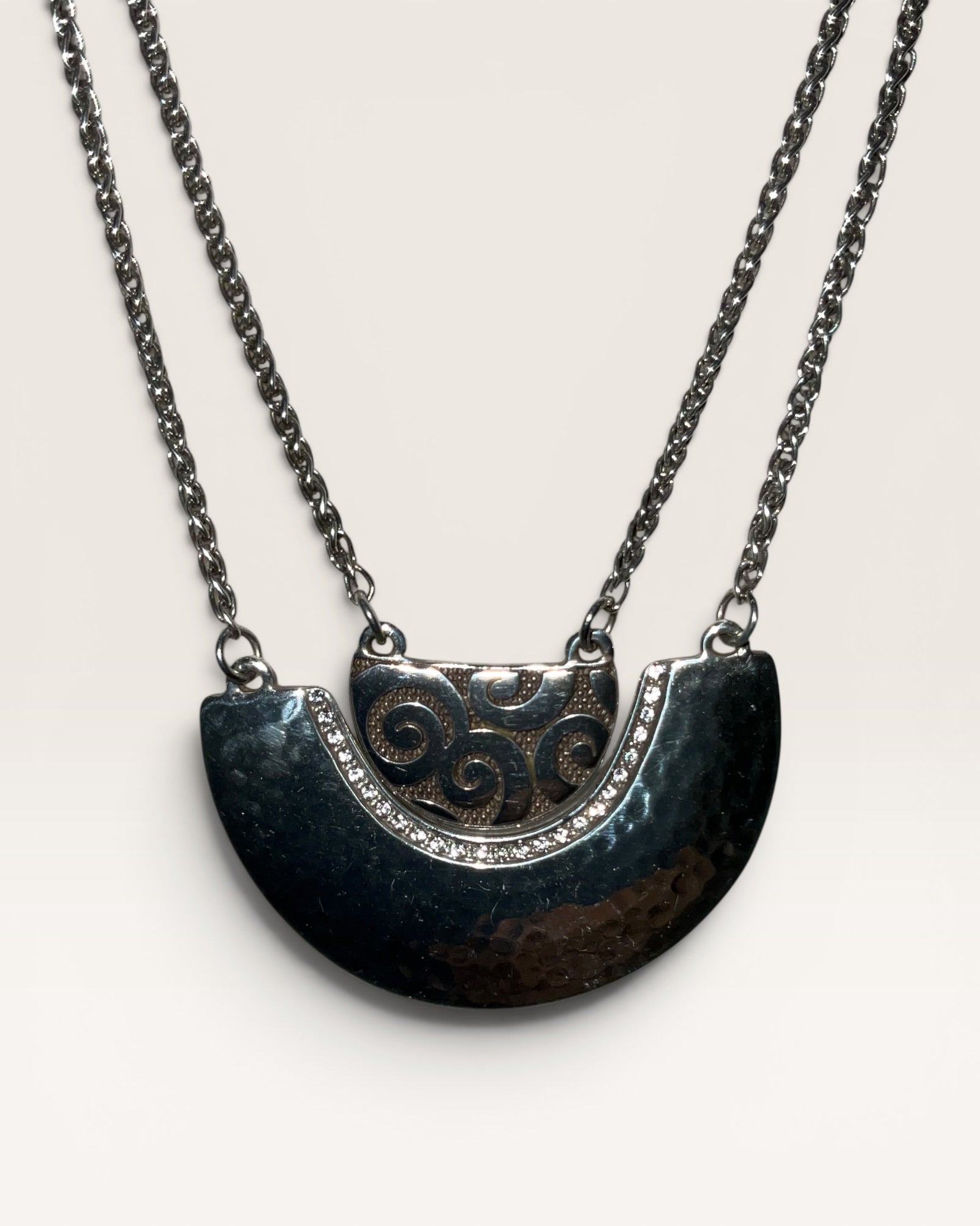 Brighton Andaluz Arch Silver Tone Layered Pendant Necklace 18-20" - Estate Sale (Great Condition)