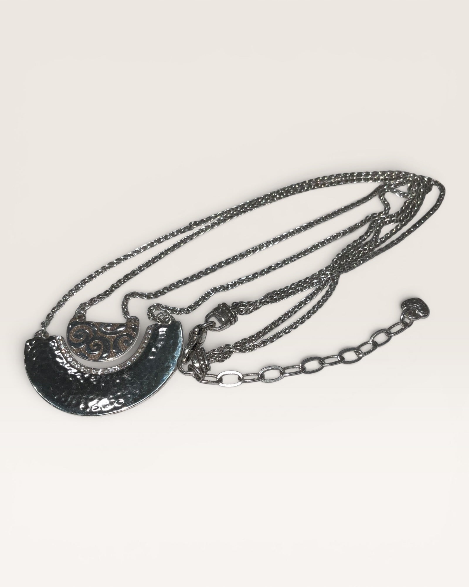 Brighton Andaluz Arch Silver Tone Layered Pendant Necklace 18-20" - Estate Sale (Great Condition)