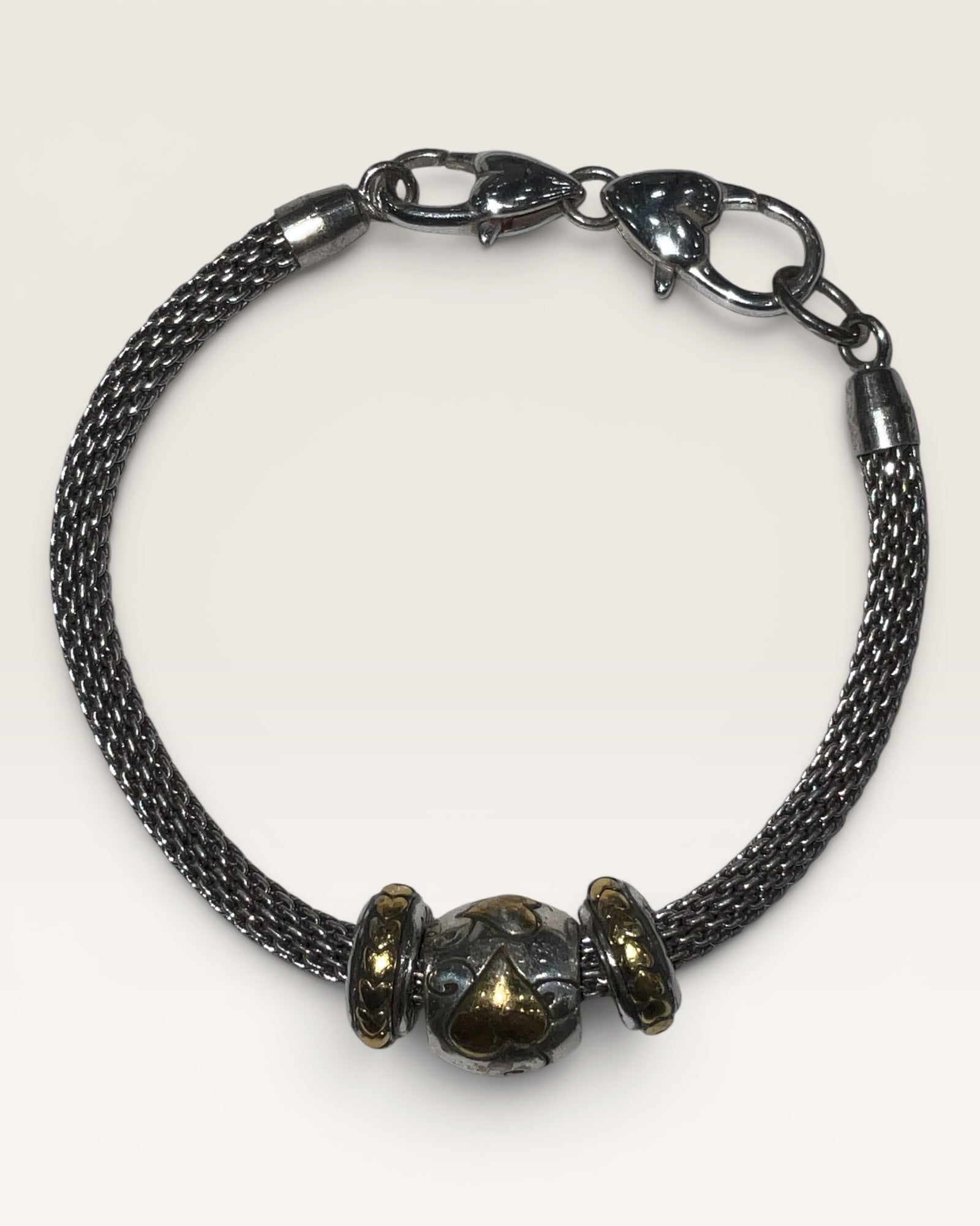 Brighton Silver-Plated Bali Link Bracelet | Heart Lobster Clasp | Retired Style - Estate Sale ( Great Condition)