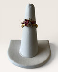 Avon Gold Tone with Pink and Clear Rhinestones Ring