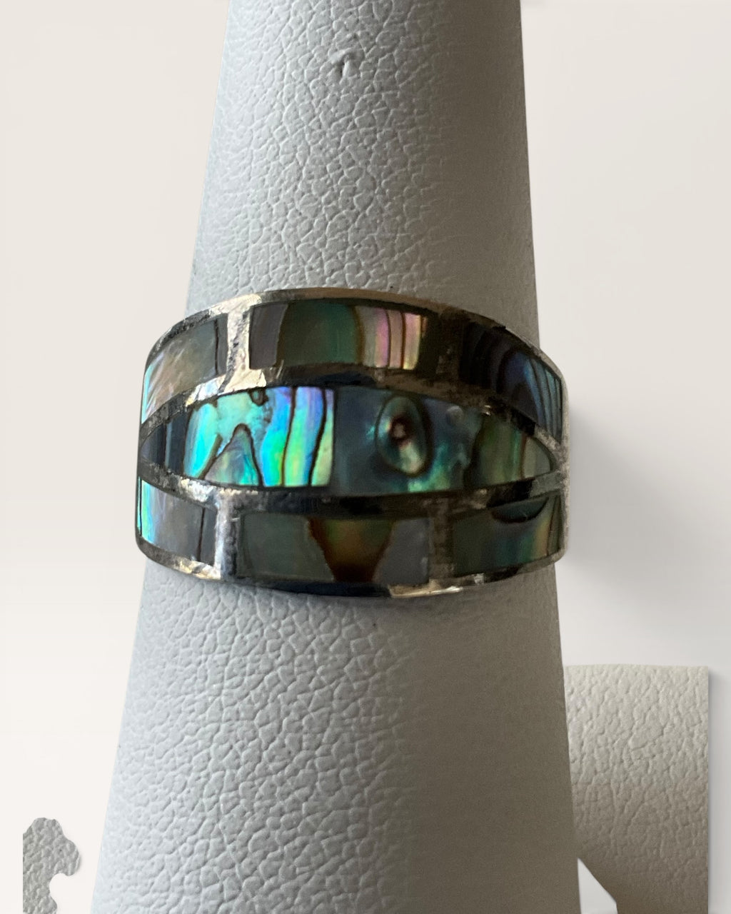 Sterling Silver Ring with Abalone Inlay - Estate Sale (Great Condition)