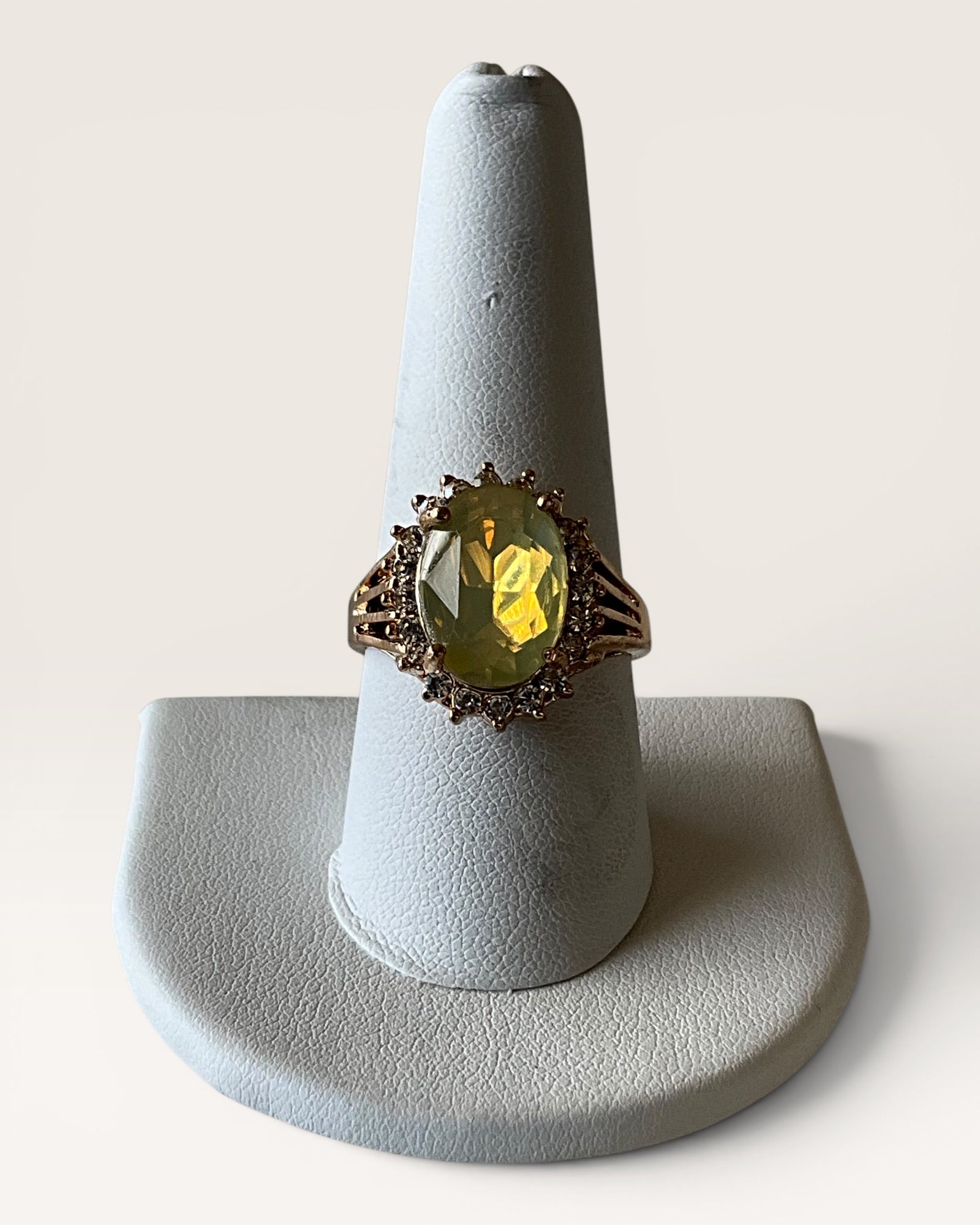 Gold Tone Lab Opal Ring - Estate Sale (Great Condition)