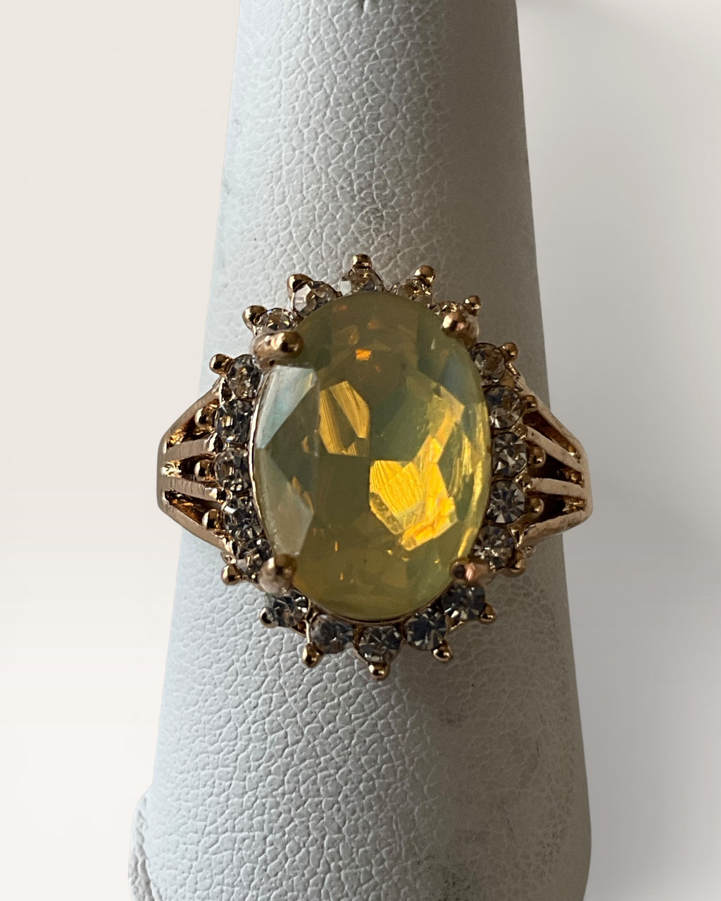 Gold Tone Lab Opal Ring - Estate Sale (Great Condition)