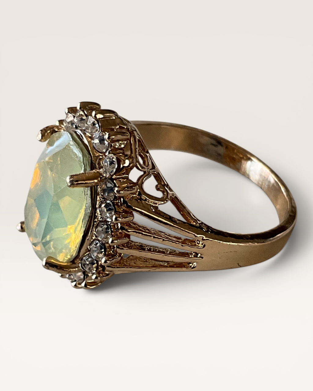 Gold Tone Lab Opal Ring - Estate Sale (Great Condition)