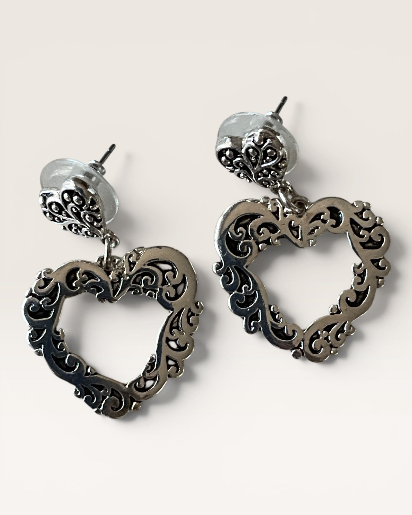 Brighton Filagree Heart Post Earrings - Estate Sale (Great Condition)