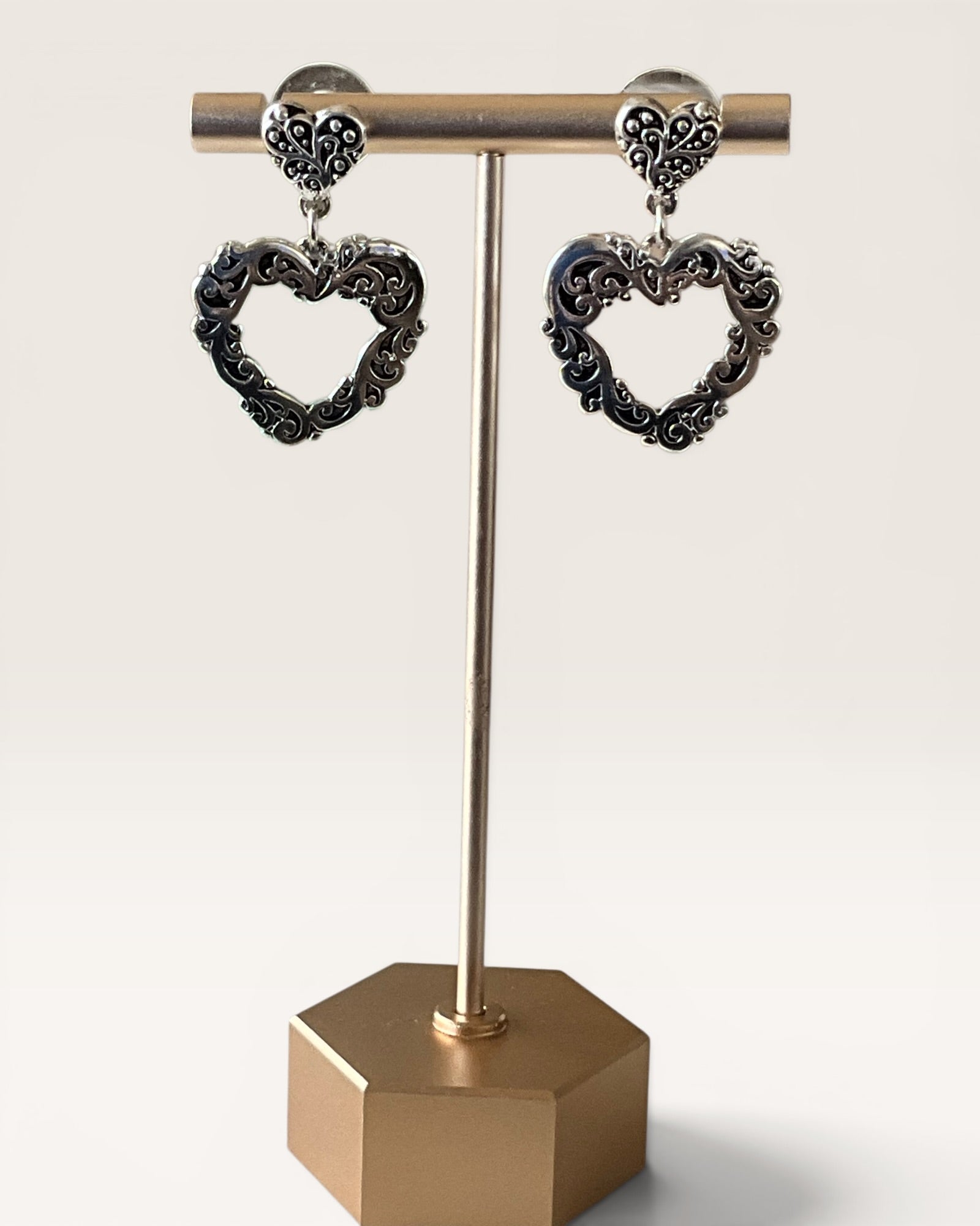 Brighton Filagree Heart Post Earrings - Estate Sale (Great Condition)