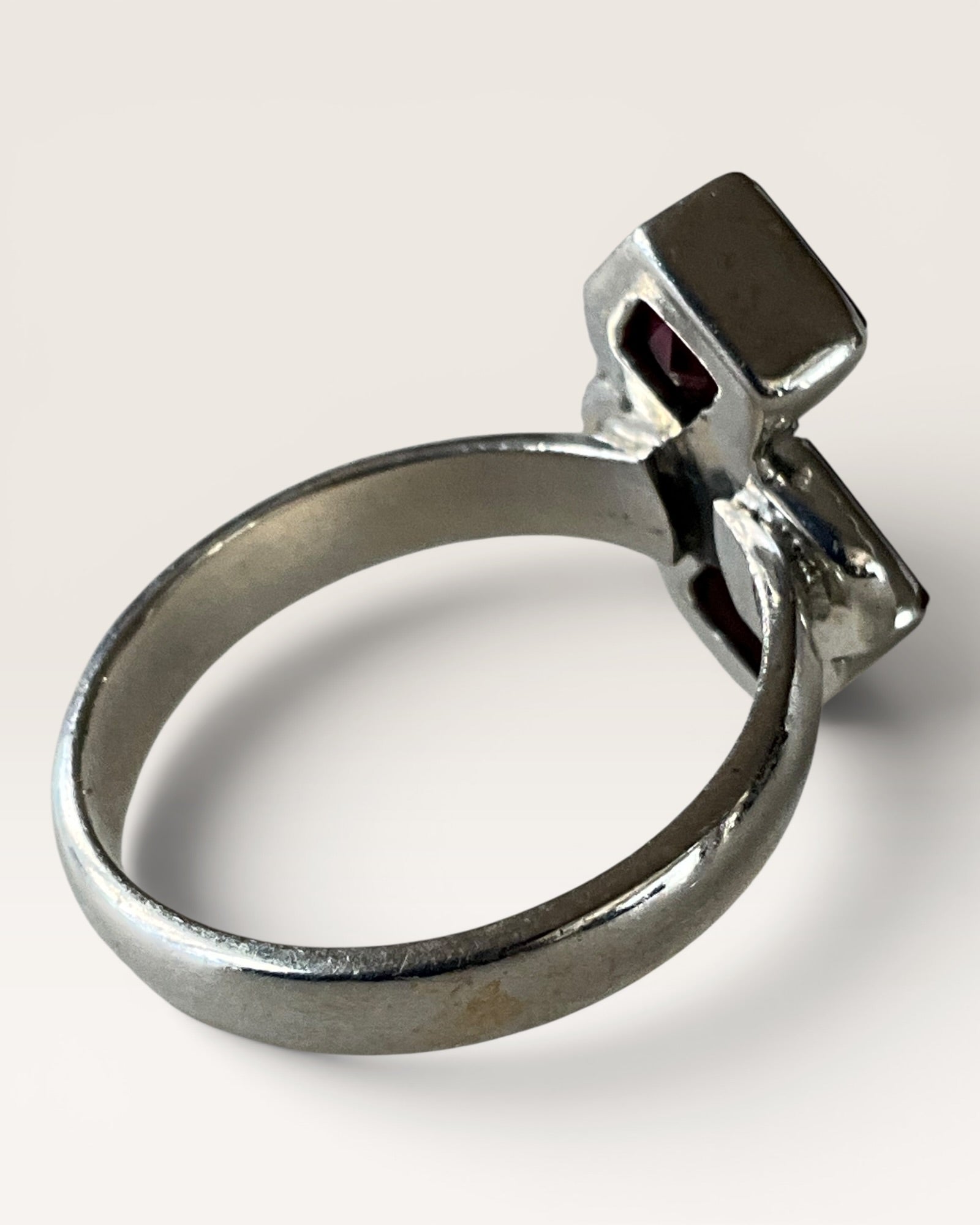 Sterling Silver Dual Ruby Gemstone Ring - Estate Sale (Great Condition)