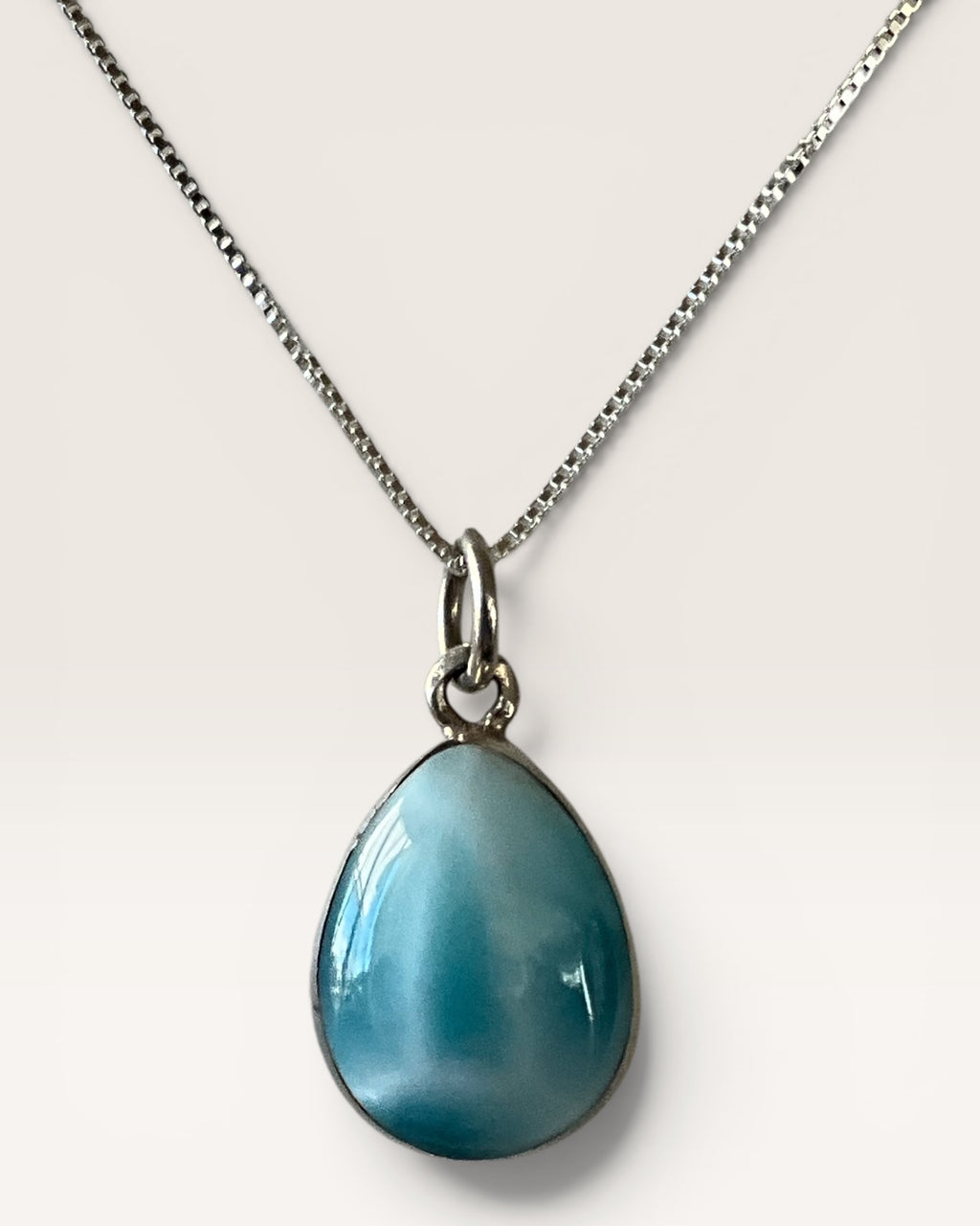 Sterling Silver Larimar Pendant Necklace - Estate Sale (Great Condition)