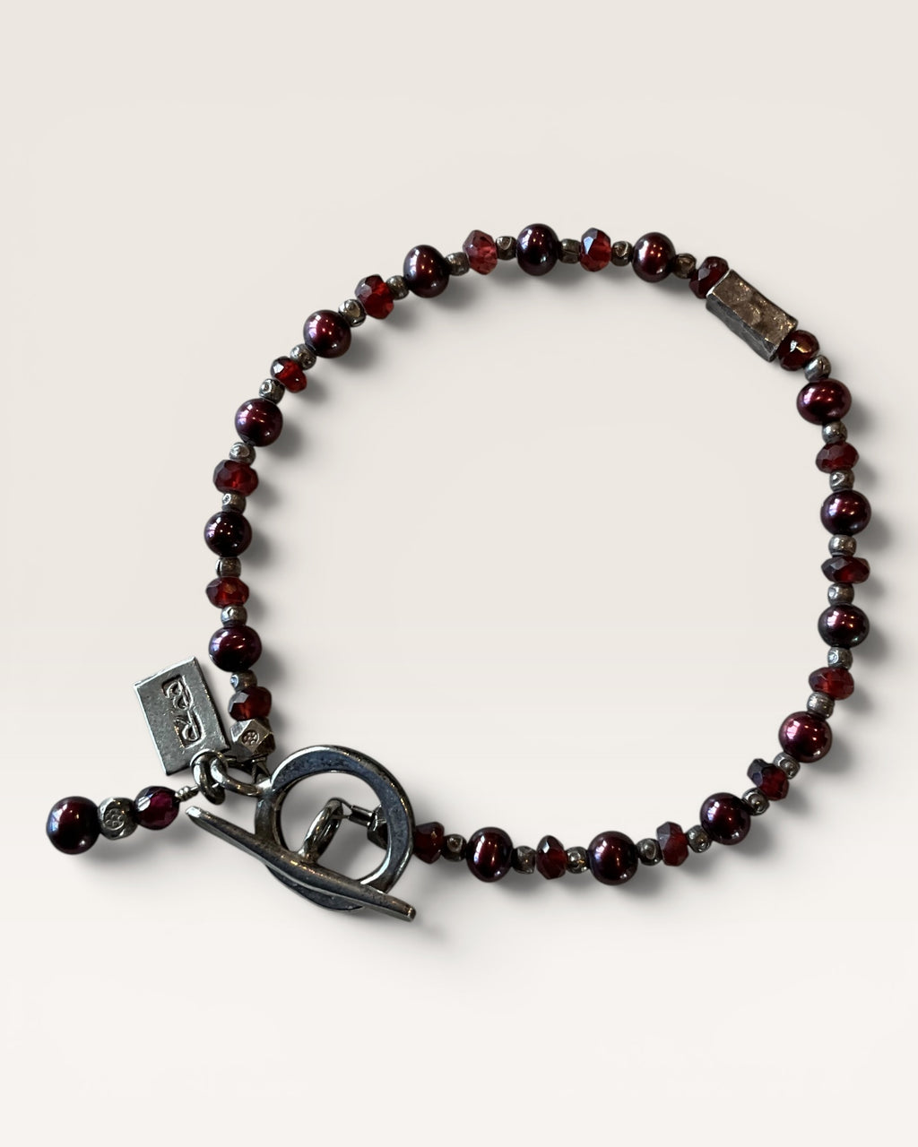 Richard Bengay Garnet & Pearl Bracelet - Estate Sale (Great Condition)