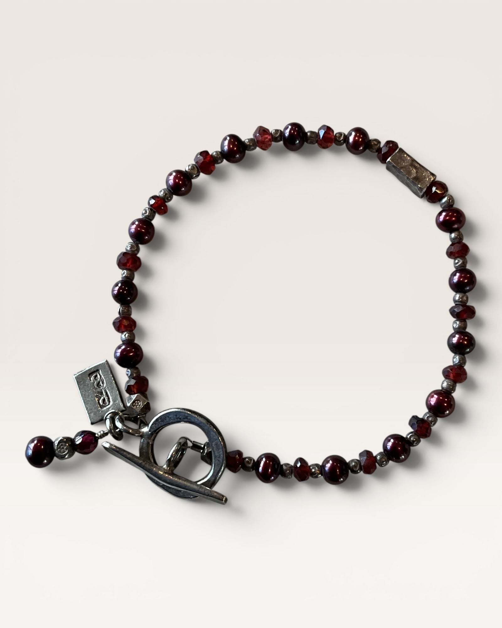 Richard Bengay Garnet & Pearl Bracelet - Estate Sale (Great Condition)