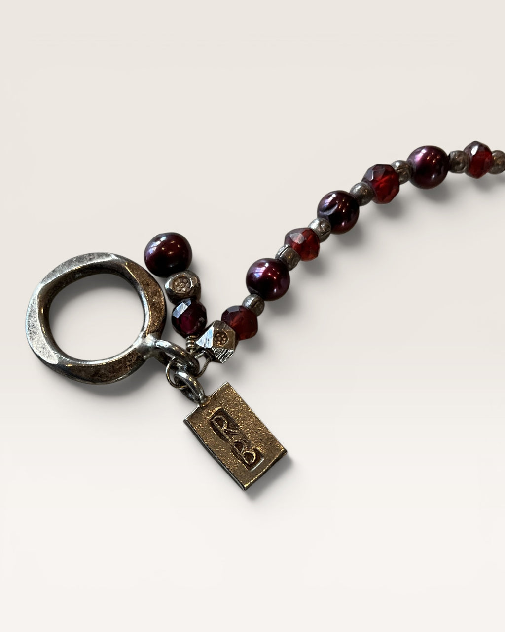 Richard Bengay Garnet & Pearl Bracelet - Estate Sale (Great Condition)