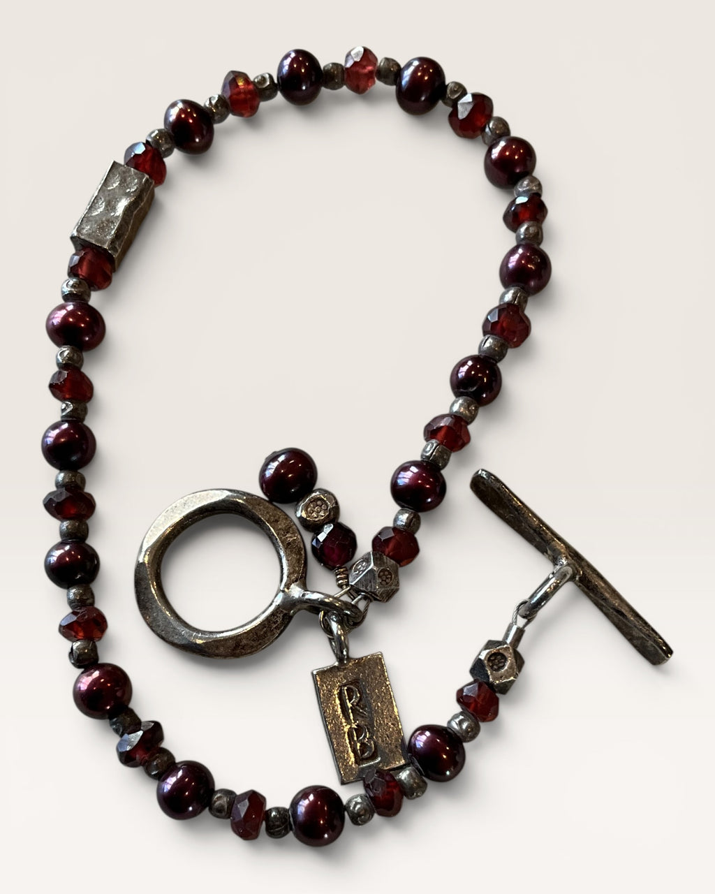 Richard Bengay Garnet & Pearl Bracelet - Estate Sale (Great Condition)
