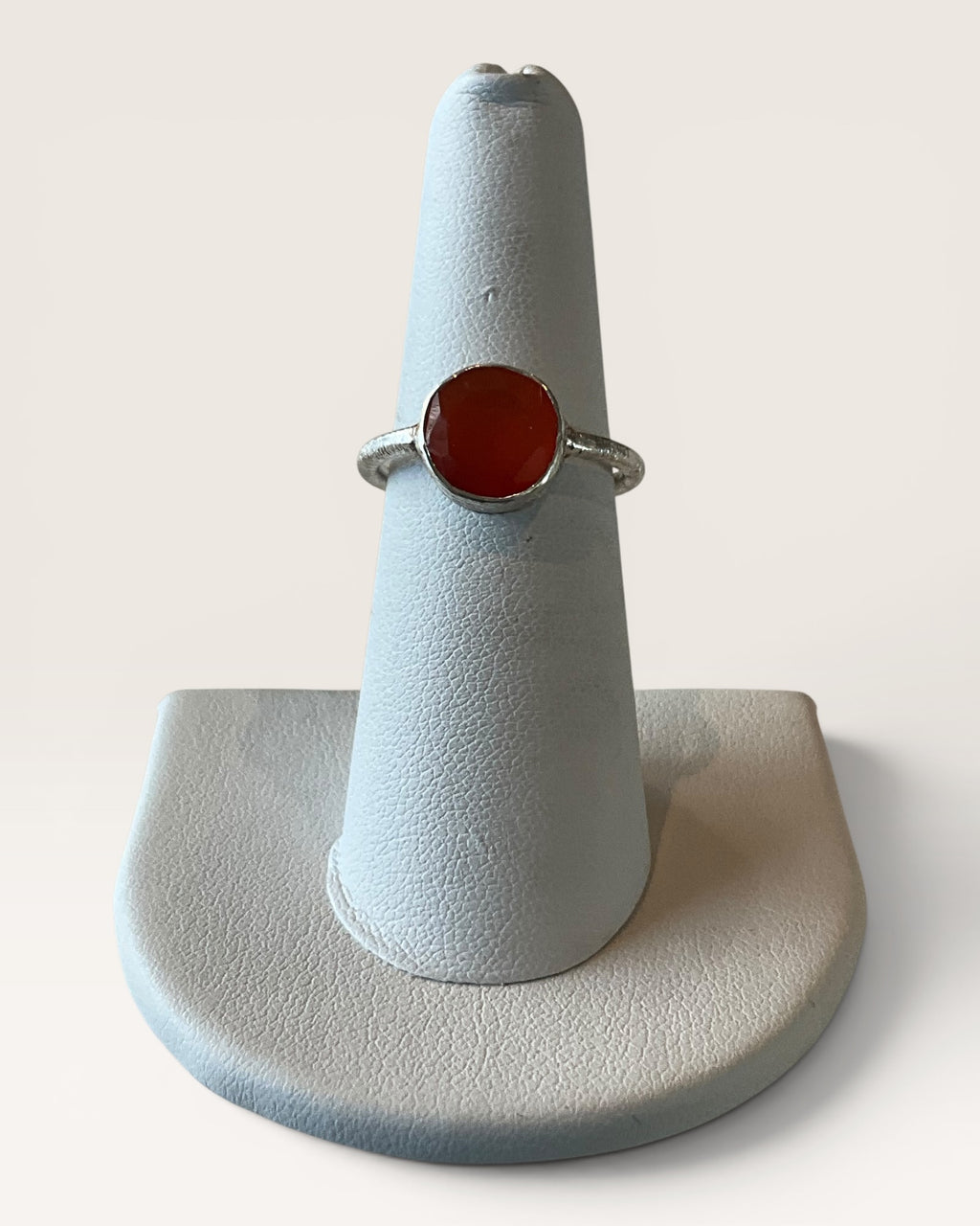 Sterling Silver Faceted Carnelian Ring - Estate Sale (Great Condition)