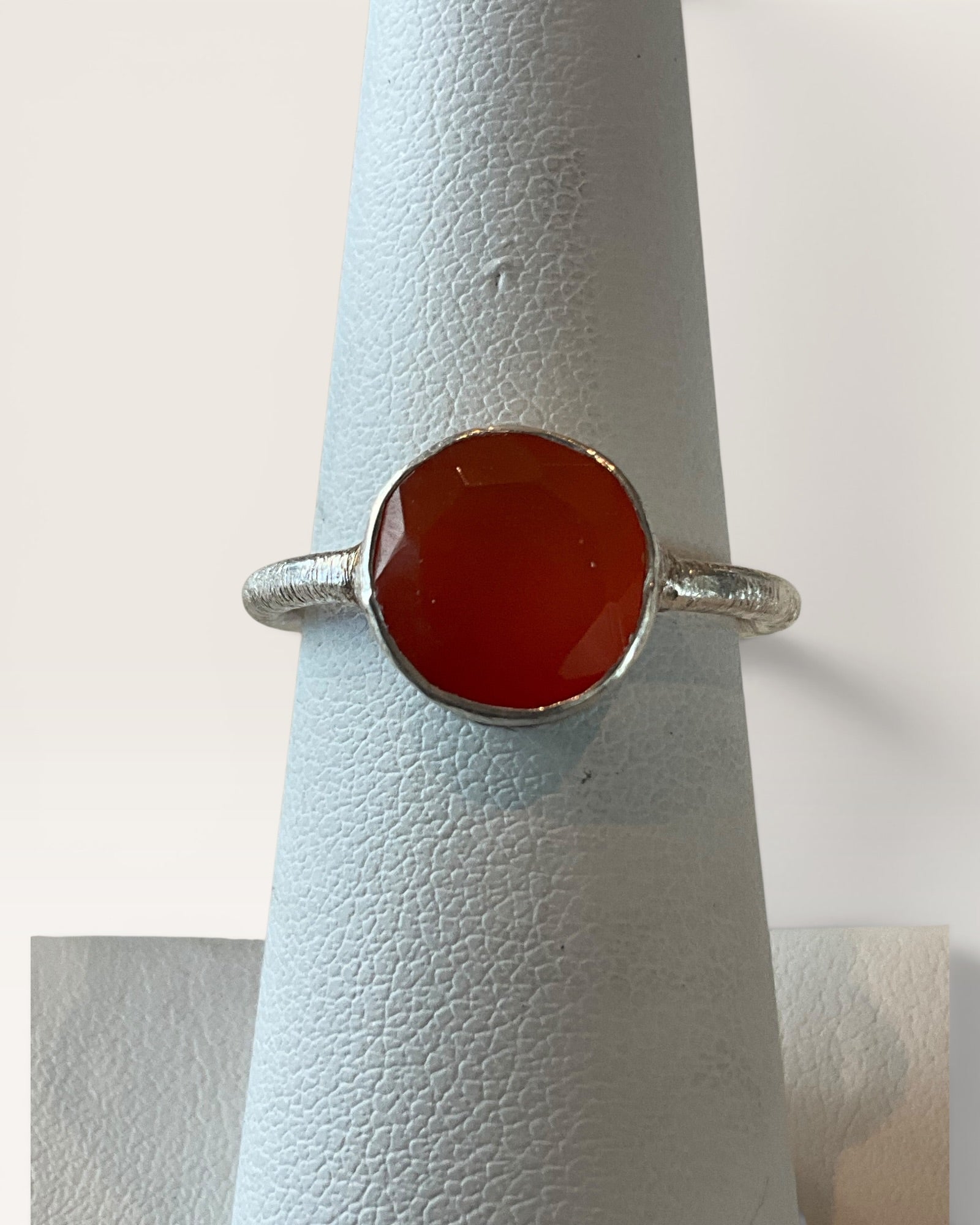 Sterling Silver Faceted Carnelian Ring - Estate Sale (Great Condition)