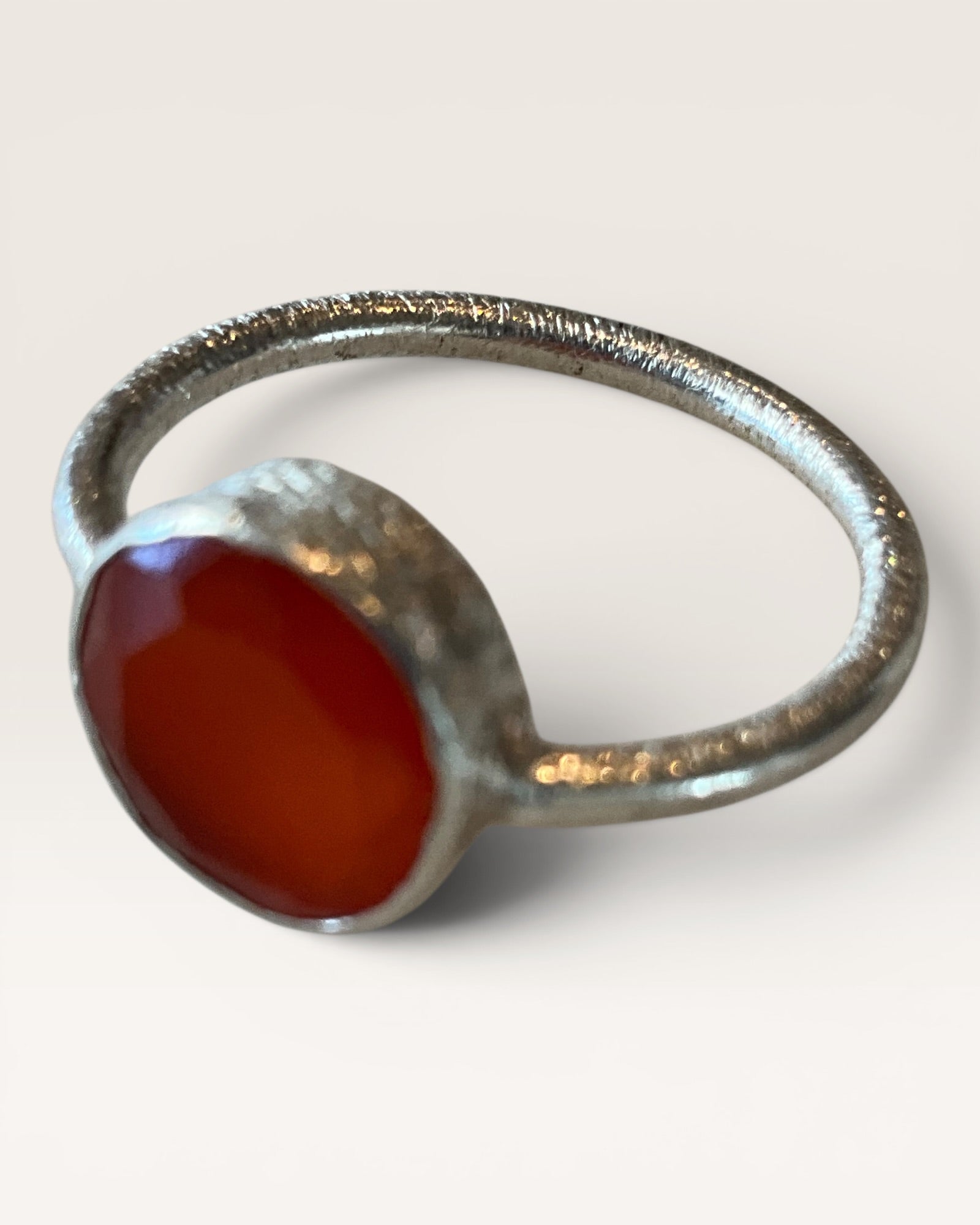 Sterling Silver Faceted Carnelian Ring - Estate Sale (Great Condition)