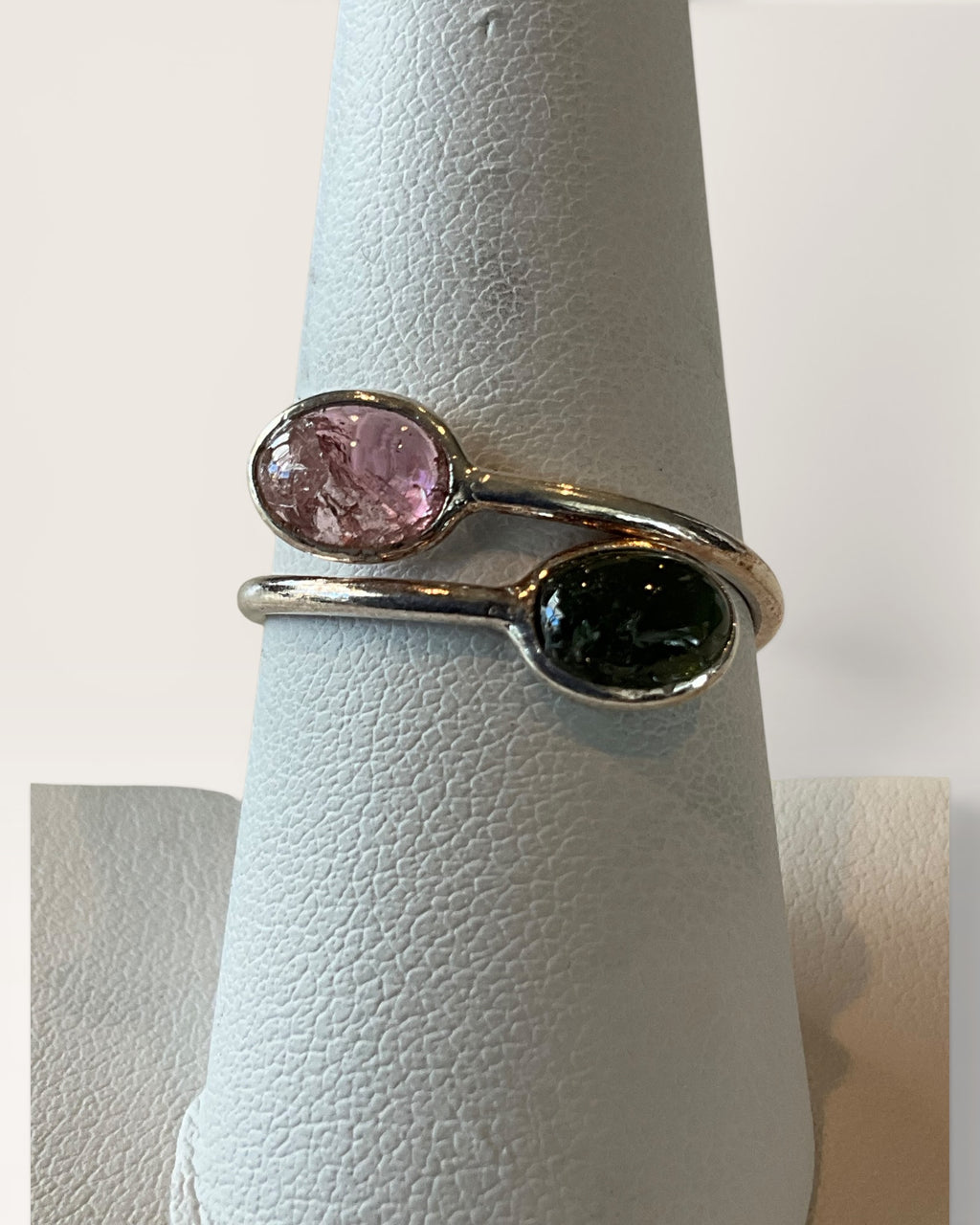 Sterling Silver Double Tourmaline By Pass Ring