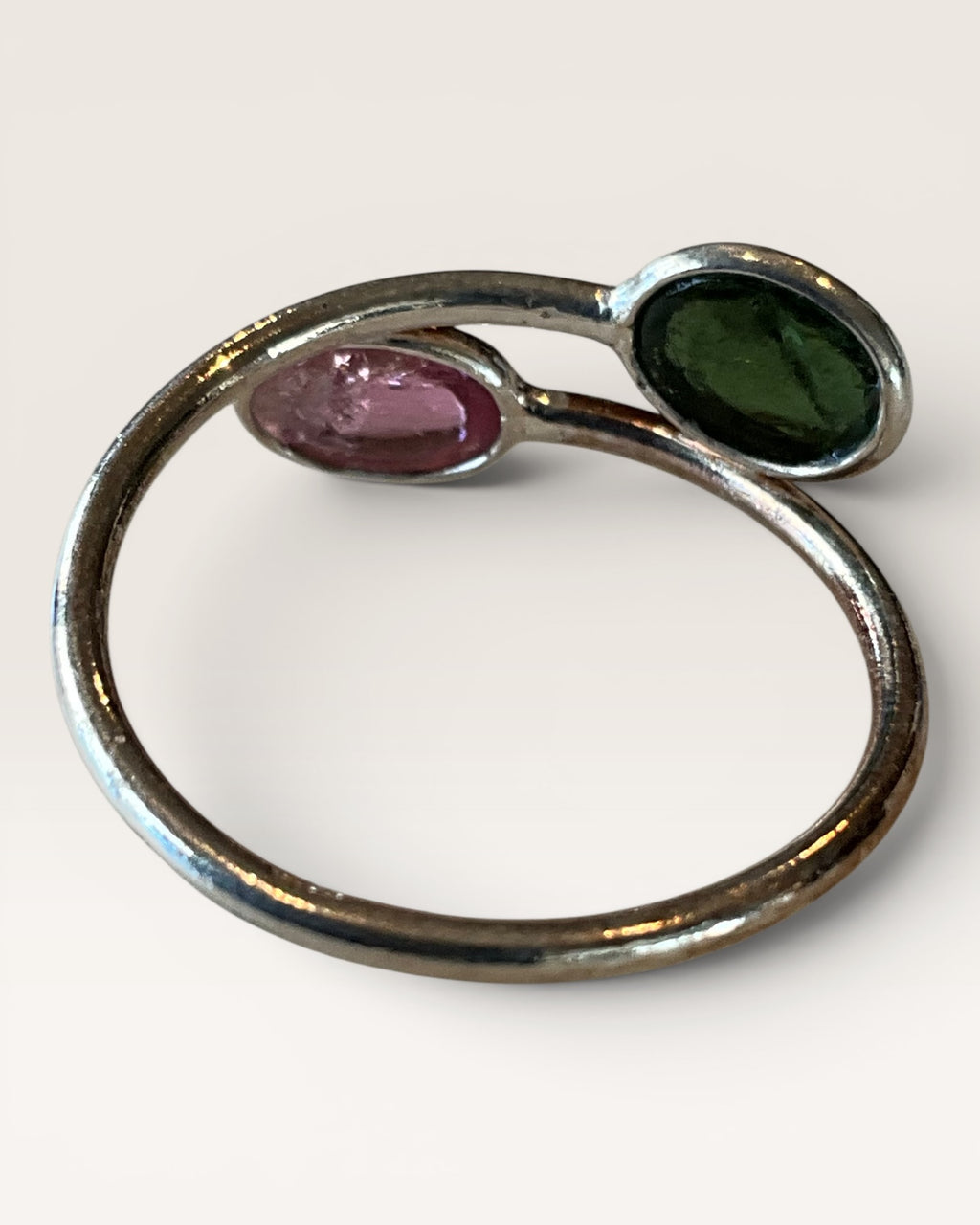 Sterling Silver Double Tourmaline By Pass Ring
