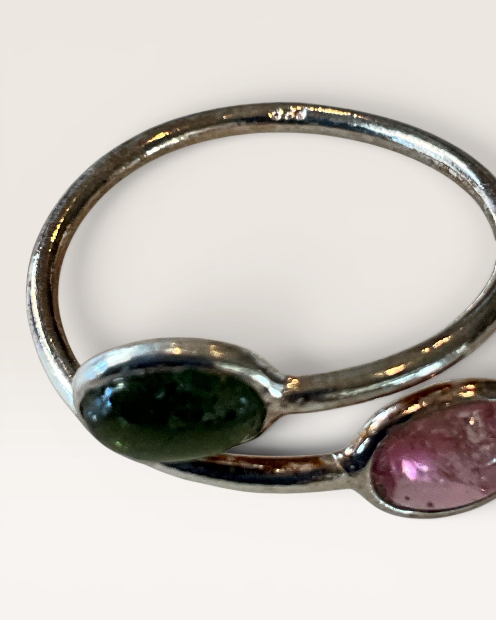Sterling Silver Double Tourmaline By Pass Ring