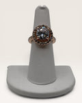 Rose Gold Halo Statement Ring with CZ Accents - Estate Sale (Great Condition)