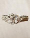 Art Decco LLCO Vintage Bracelet Features a Band with Rhinestones & Vertical Ribbing 6-1/2” Silver Tone - Estate Sale (Great Condition)