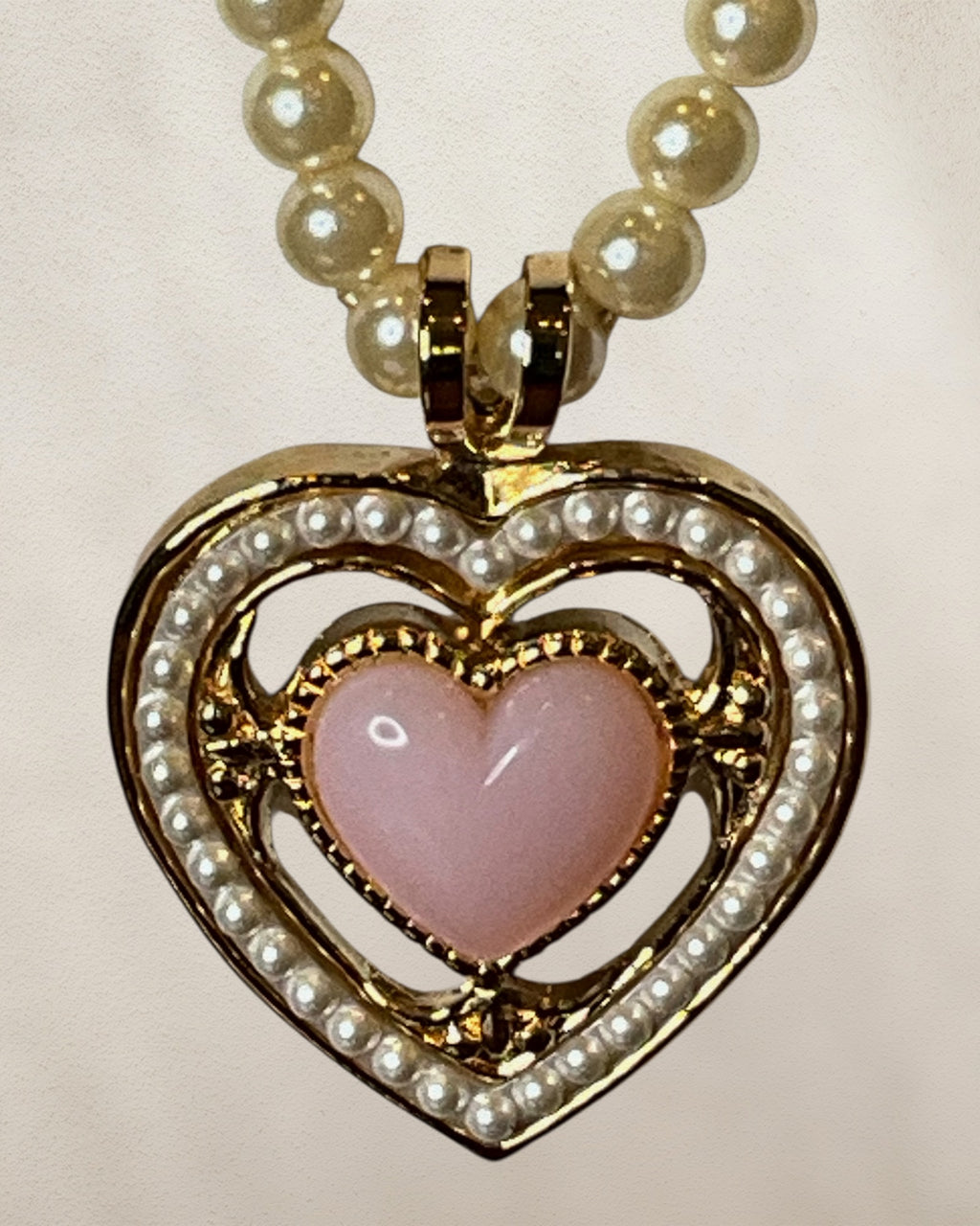 Avon Heart Necklace with Pearl Halo New in Box