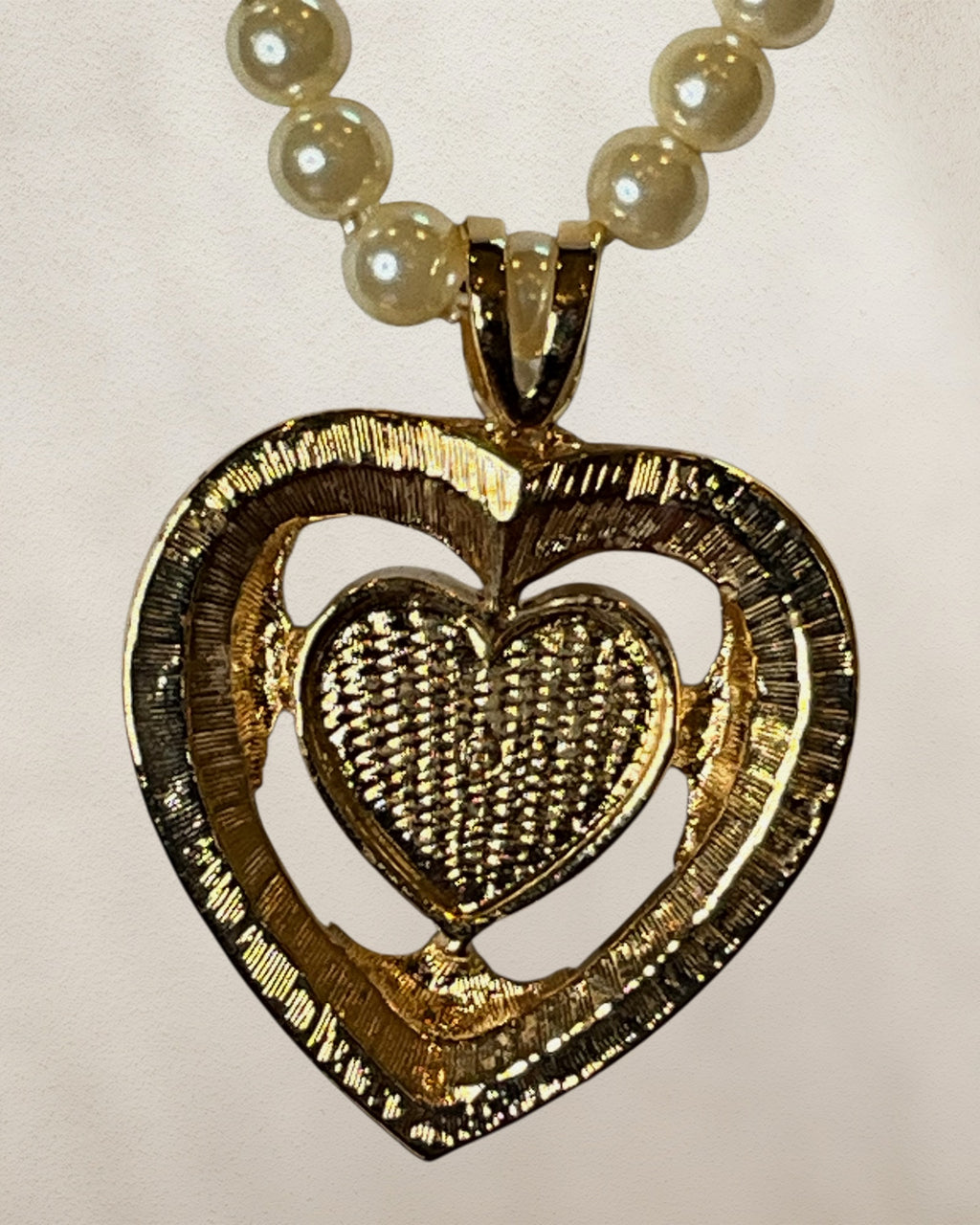 Avon Heart Necklace with Pearl Halo New in Box