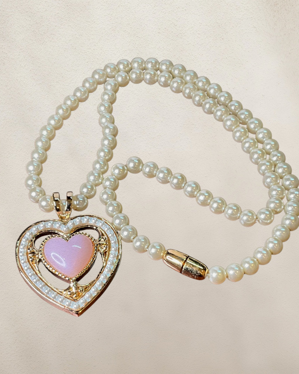 Avon Heart Necklace with Pearl Halo New in Box