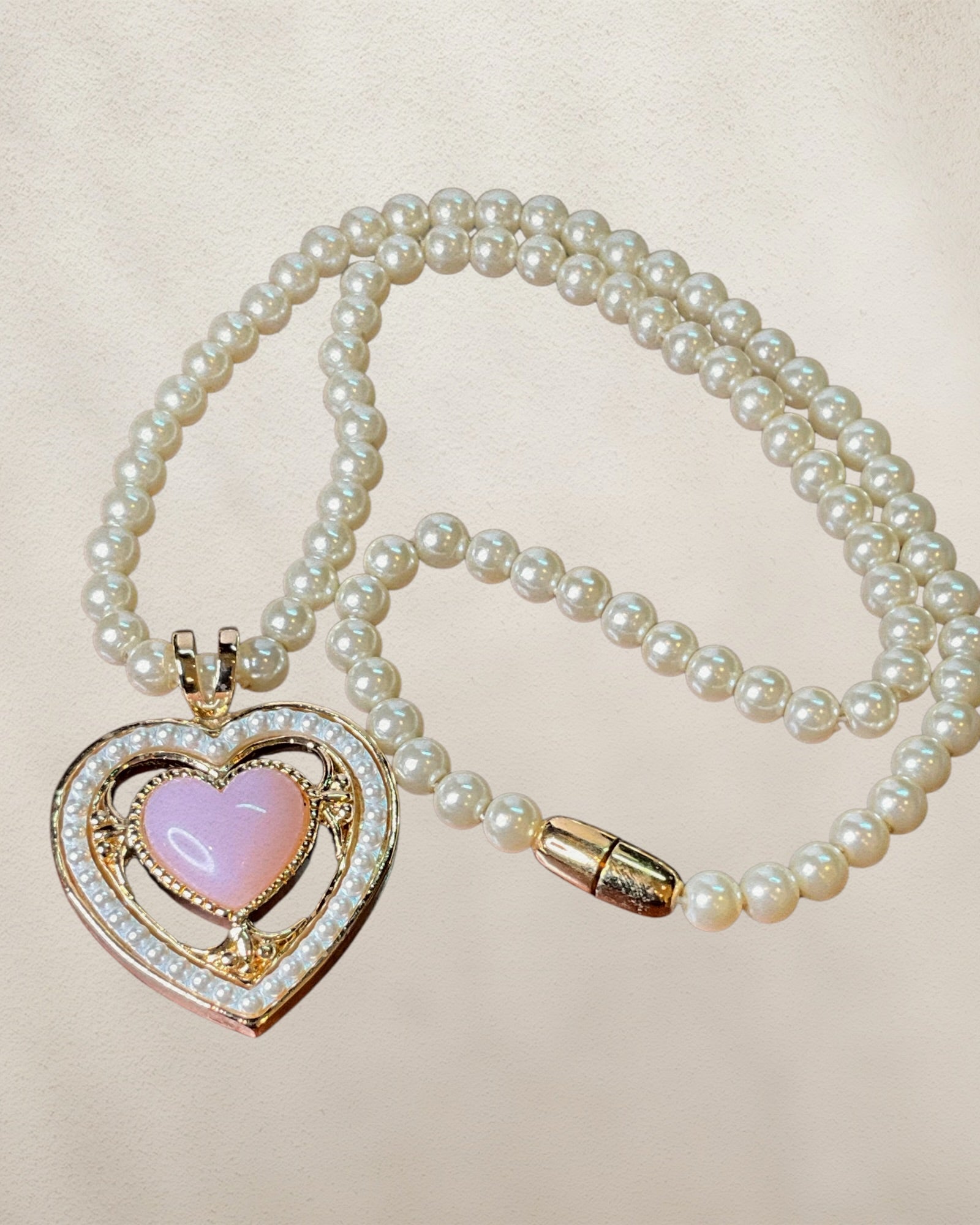 Avon Heart Necklace with Pearl Halo New in Box